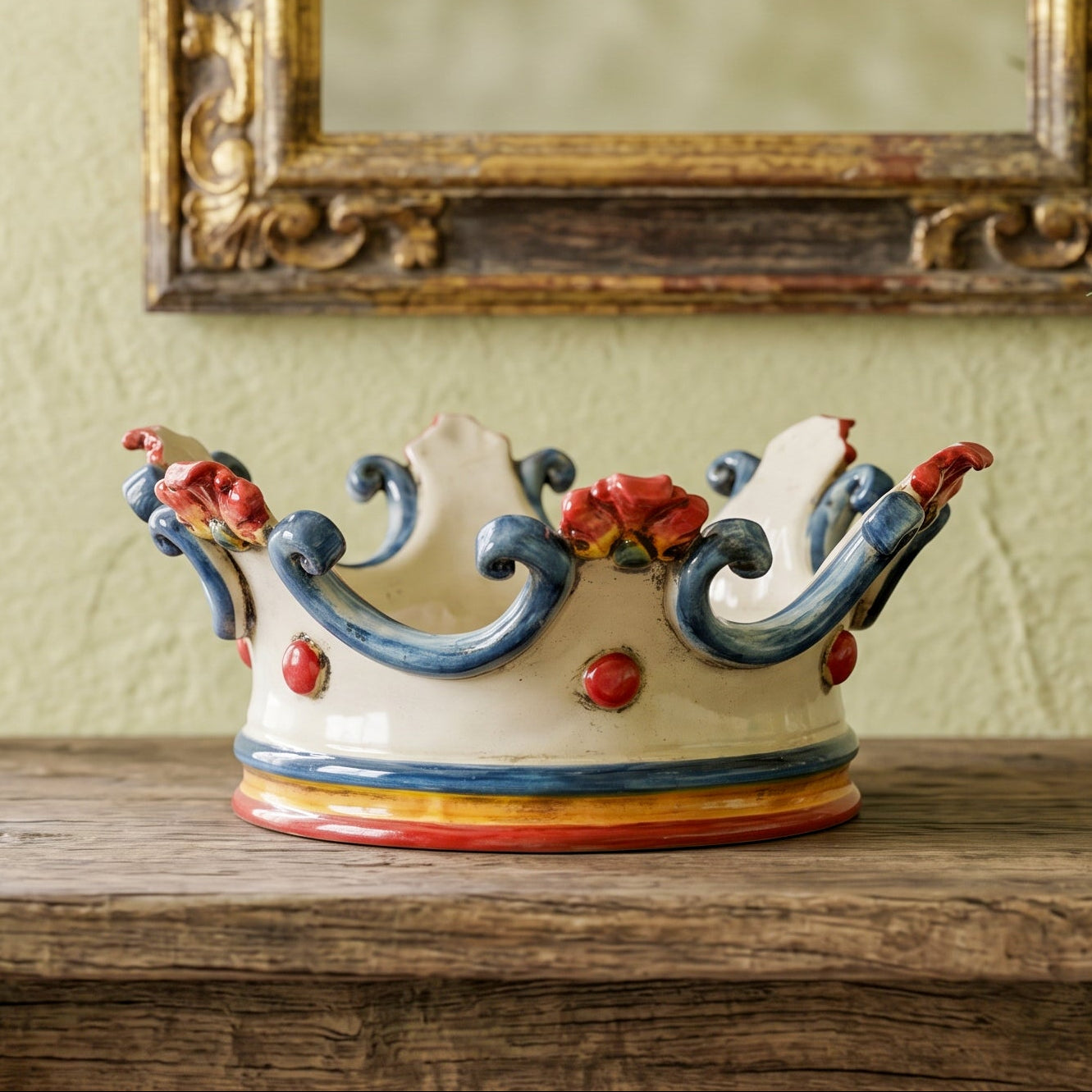 Corona Svuota Tasche media in Ceramica di Caltagirone Ø 27 cm - Decoro Sicily