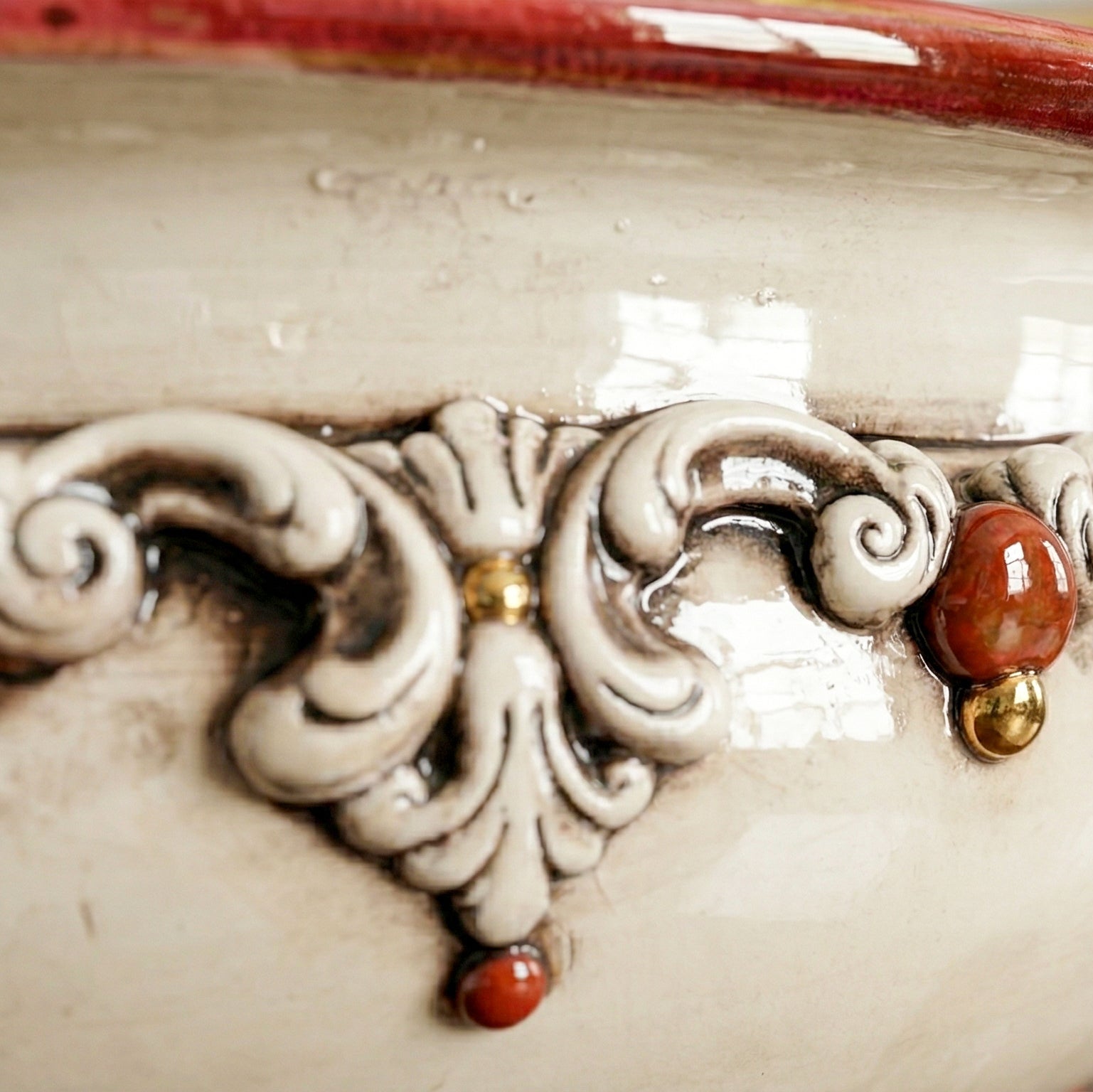 Centrotavola in Ceramica di Caltagirone Ø 30/40 cm - Madreperla Oro e Lustri