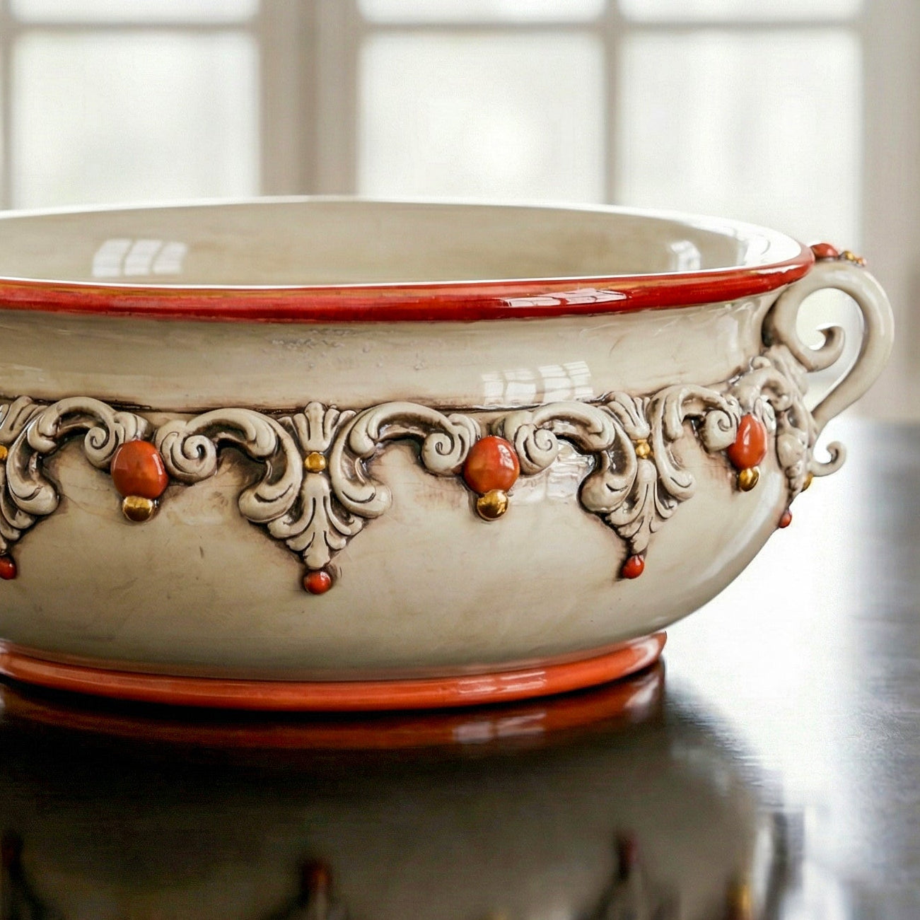 Centrotavola in Ceramica di Caltagirone Ø 30/40 cm - Madreperla Oro e Lustri