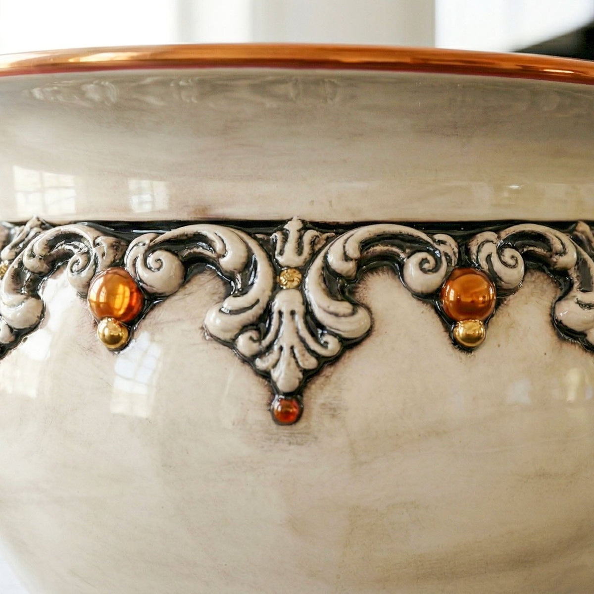 Cachepot in Ceramica di Caltagirone Ø 20/50 cm - Plastico Sofia, Madreperla Oro e Lustri