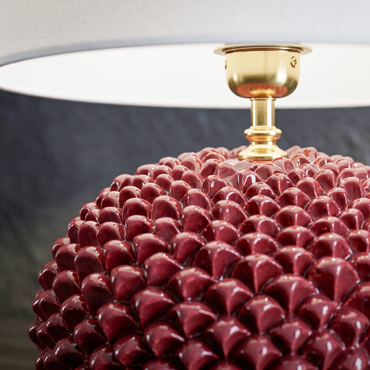 Lume Ornamentale in Ceramica di Caltagirone h 60 cm - Linea Bordeaux