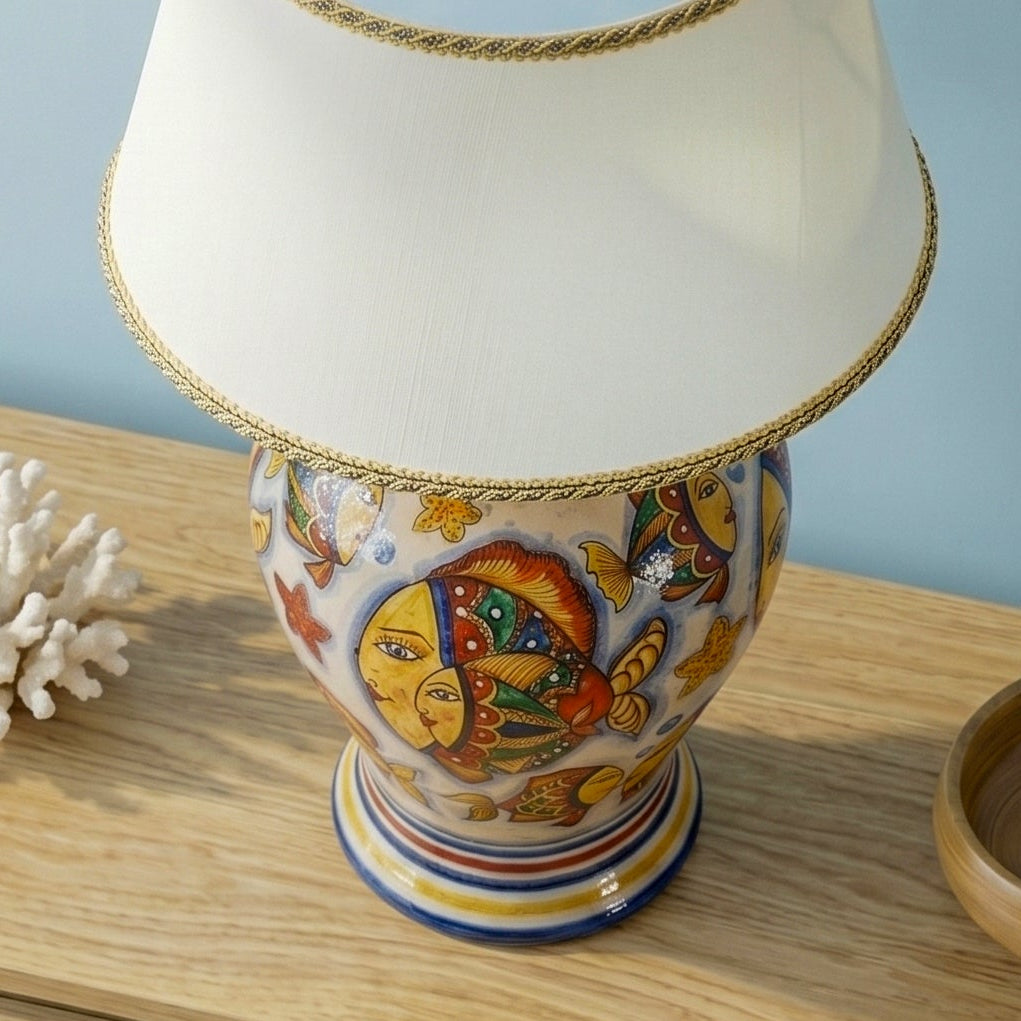Lume Potiche in Ceramica di Caltagirone - Decoro Pesci