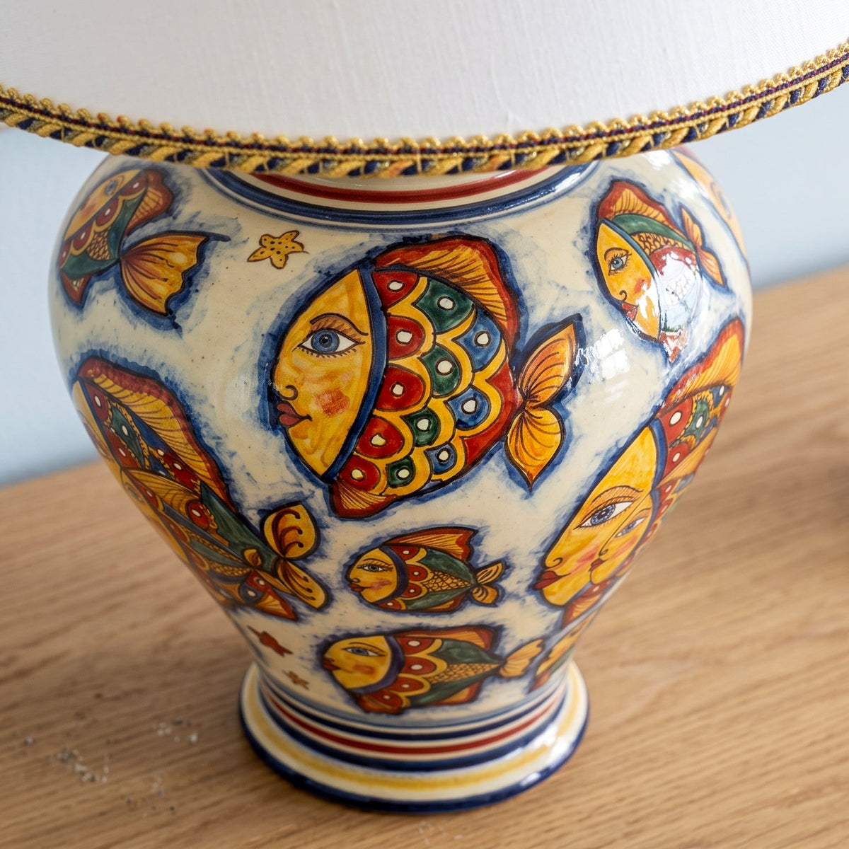 Lume Potiche in Ceramica di Caltagirone h 65 cm - Decoro Pesci