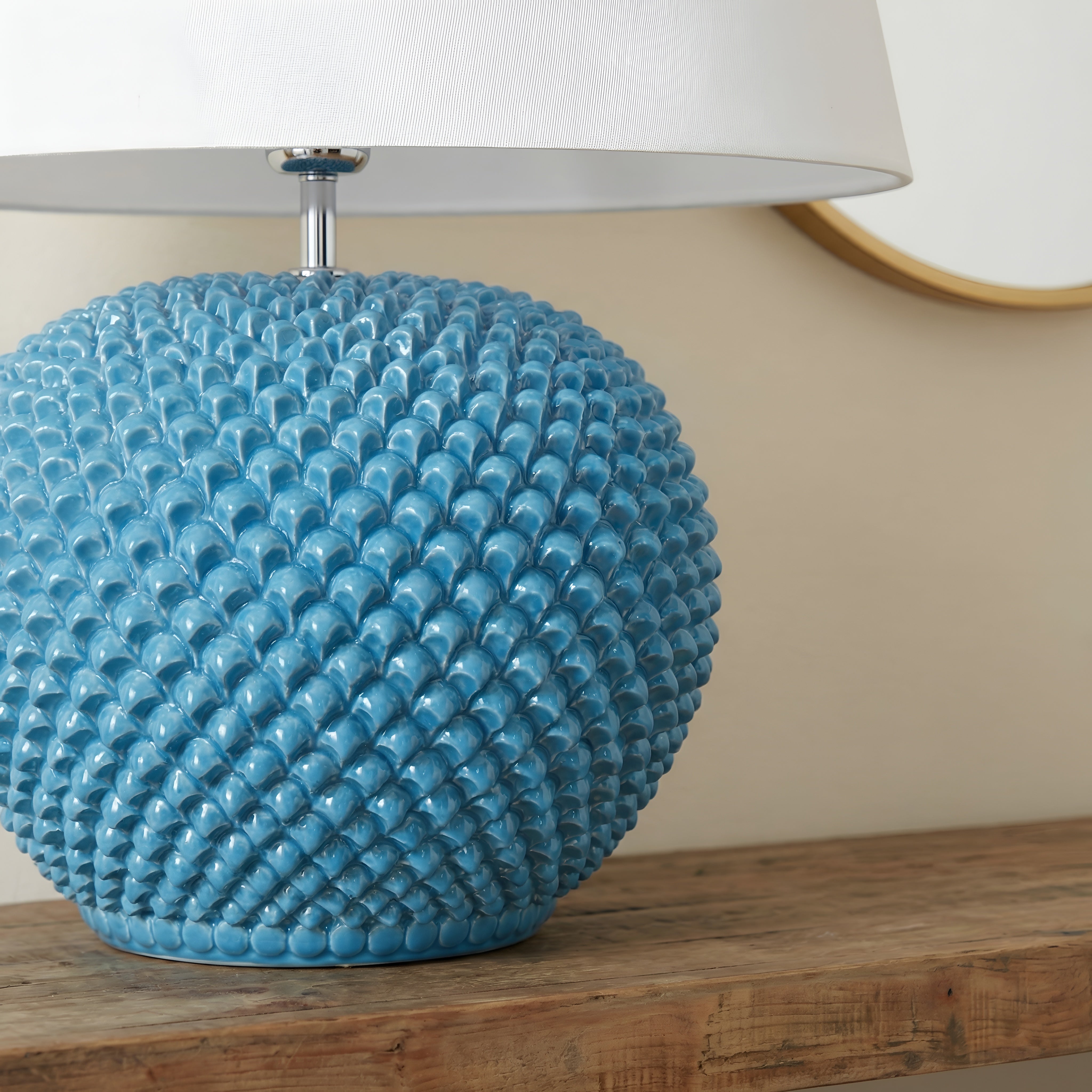 Italienische Keramiklampe, Türkis – Caltagirone Keramik – Italienische Tischlampen-Tradition
