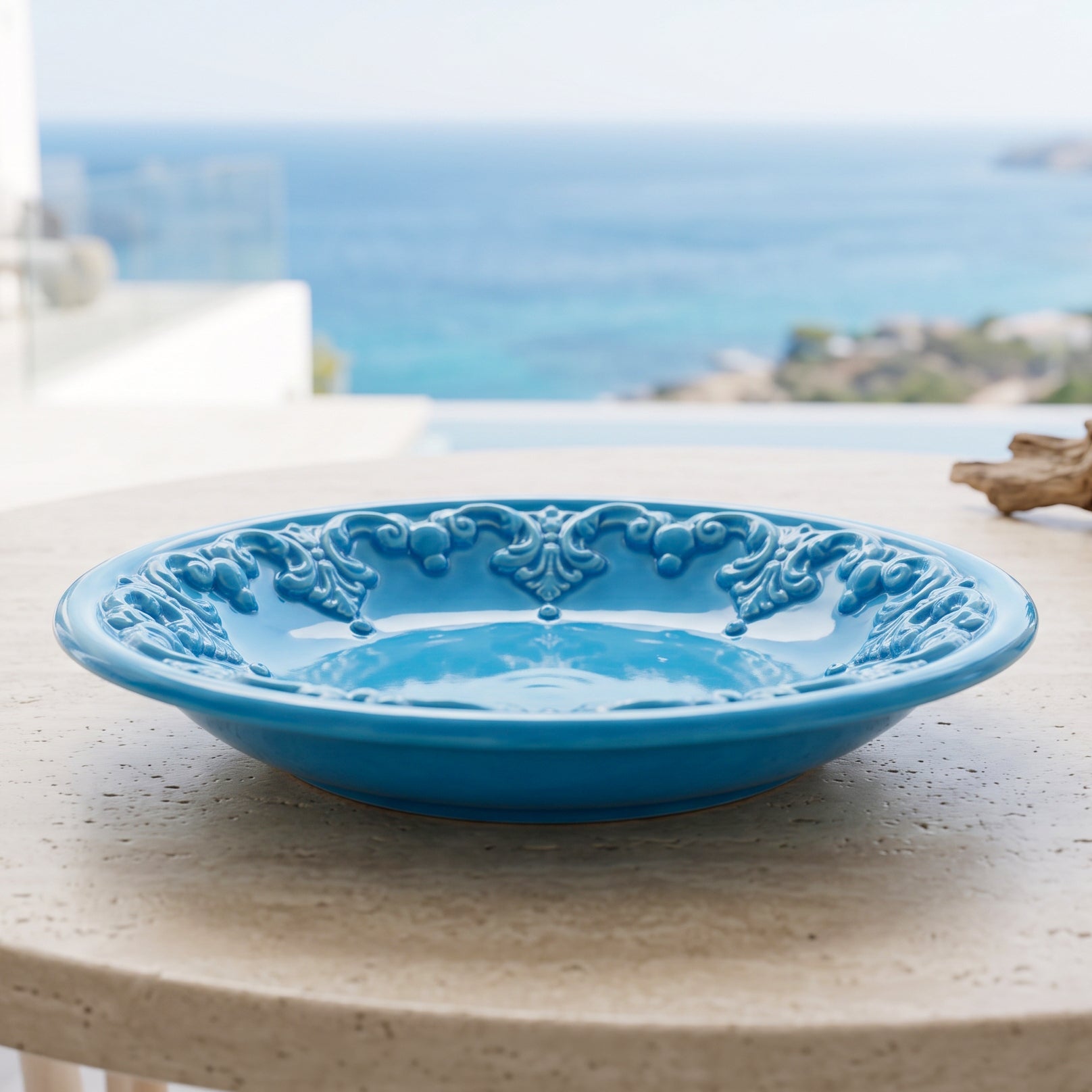 Piatto Svuota Tasche in Ceramica di Caltagirone Ø 30 cm - Plastico Sofia, Turchese