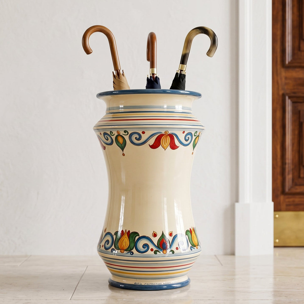 Portaombrello Albarello in Ceramica di Caltagirone h 50 cm - Decoro Sicily