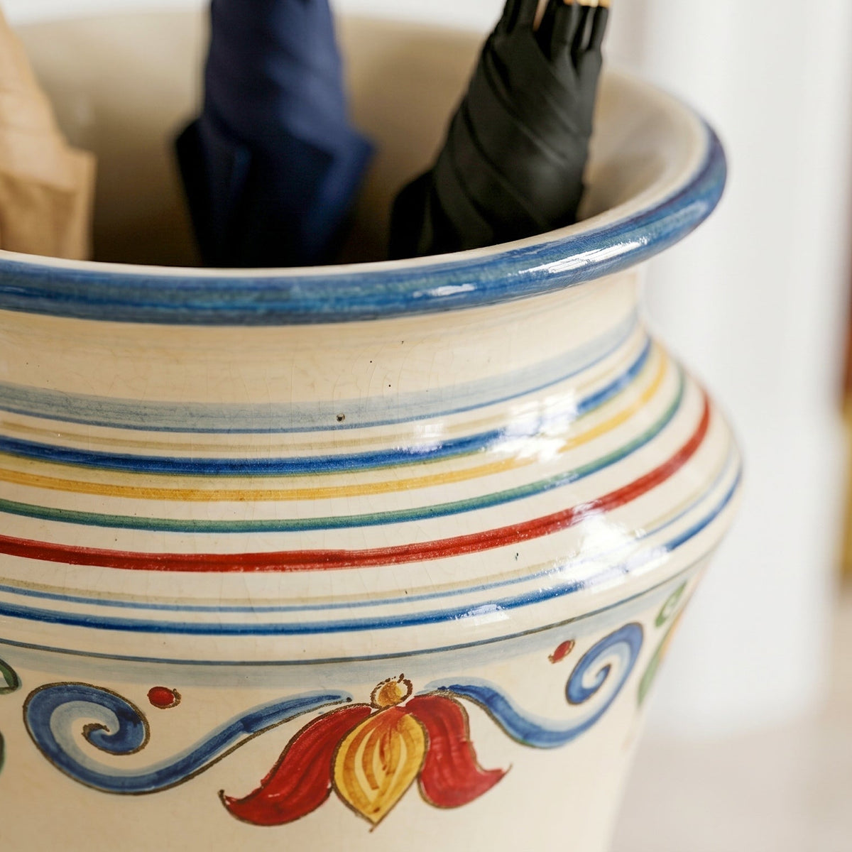 Portaombrello Albarello in Ceramica di Caltagirone h 50 cm - Decoro Sicily
