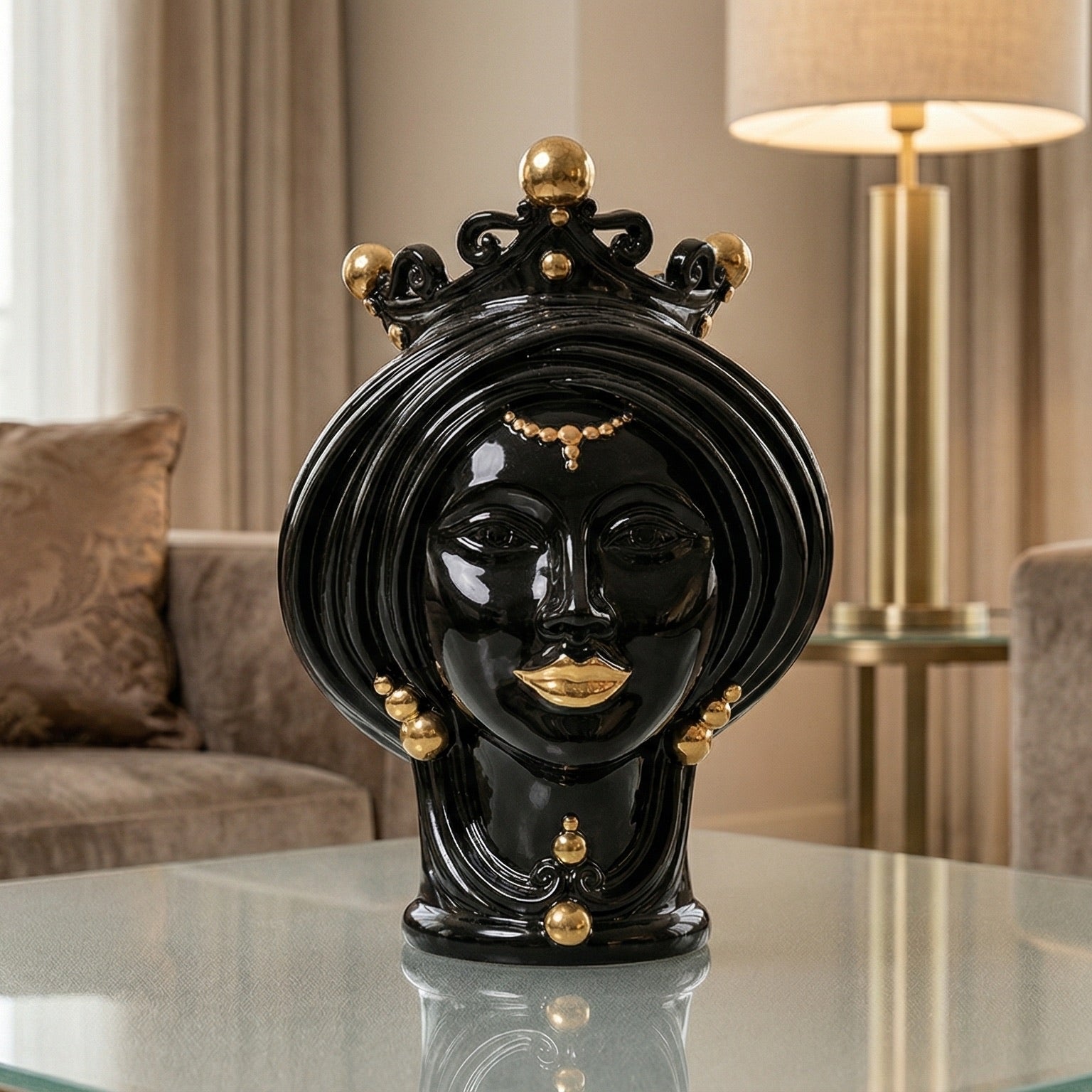 Testa h 30 Black and Gold donna - Teste di moro moderne Sofia Ceramiche