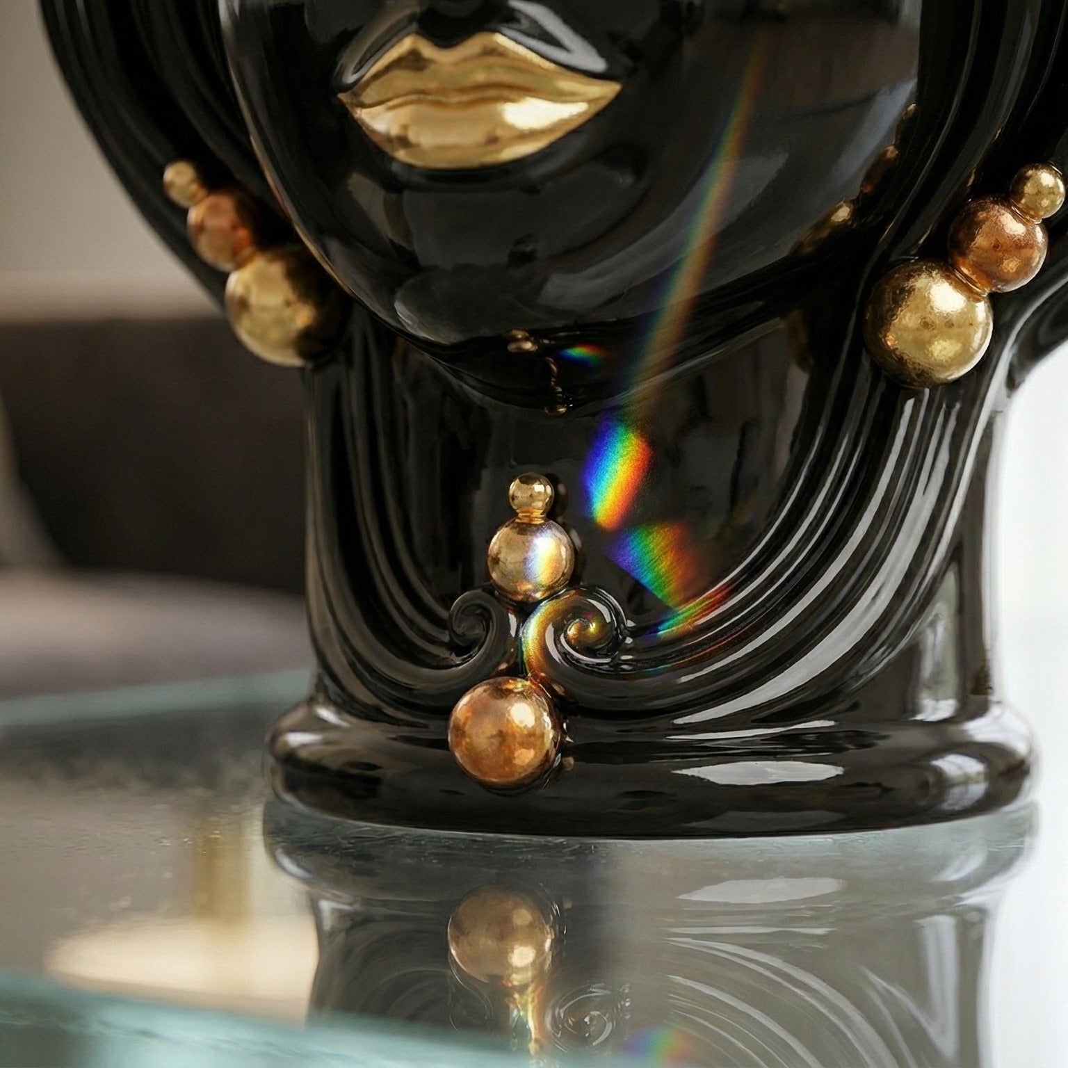 Testa h 30 Black and Gold donna - Teste di moro moderne Sofia Ceramiche