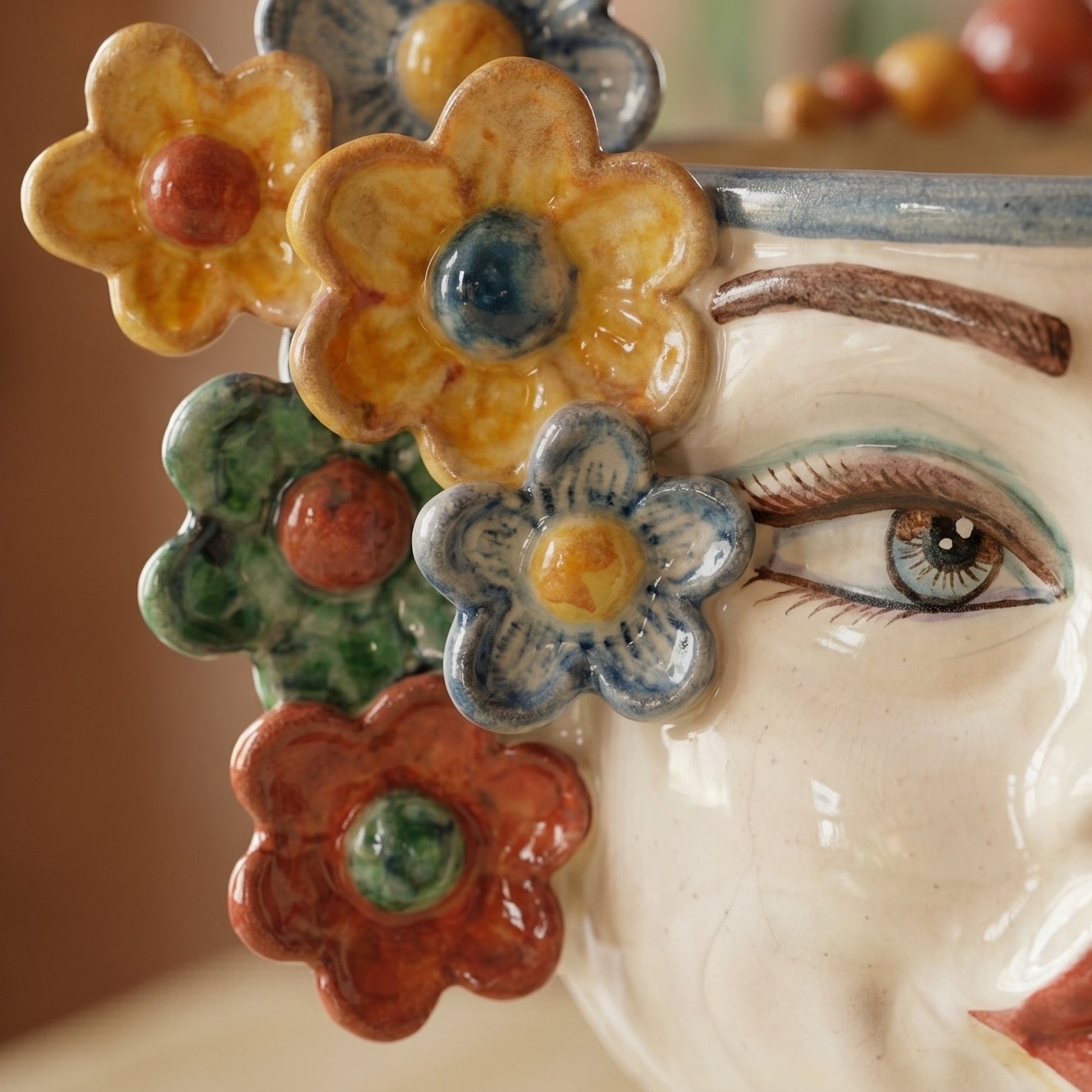 Testa di Moro con Fiori h 20 cm — Donna, Decoro Sicily