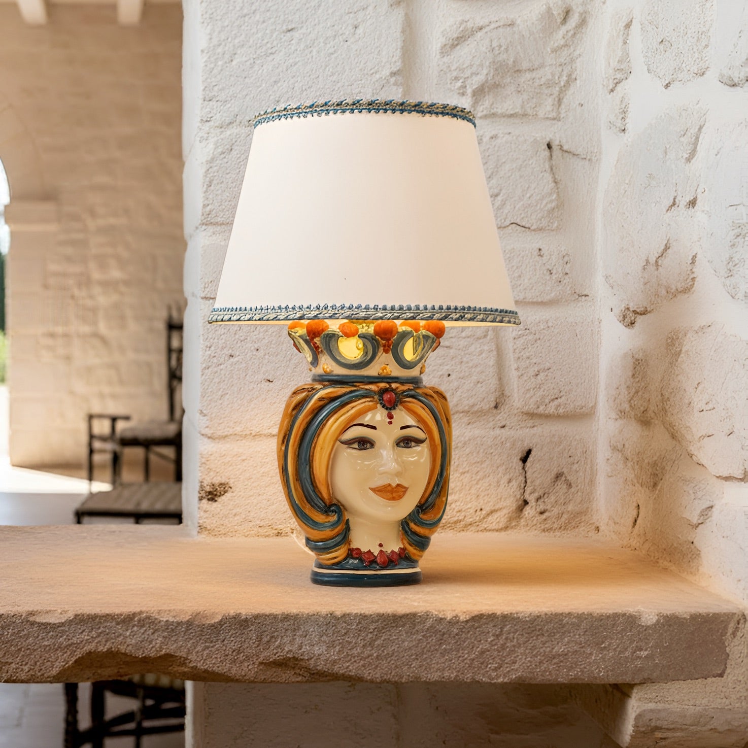 Testa h 25 turbante decoro sicily - Ceramiche di Caltagirone Sofia