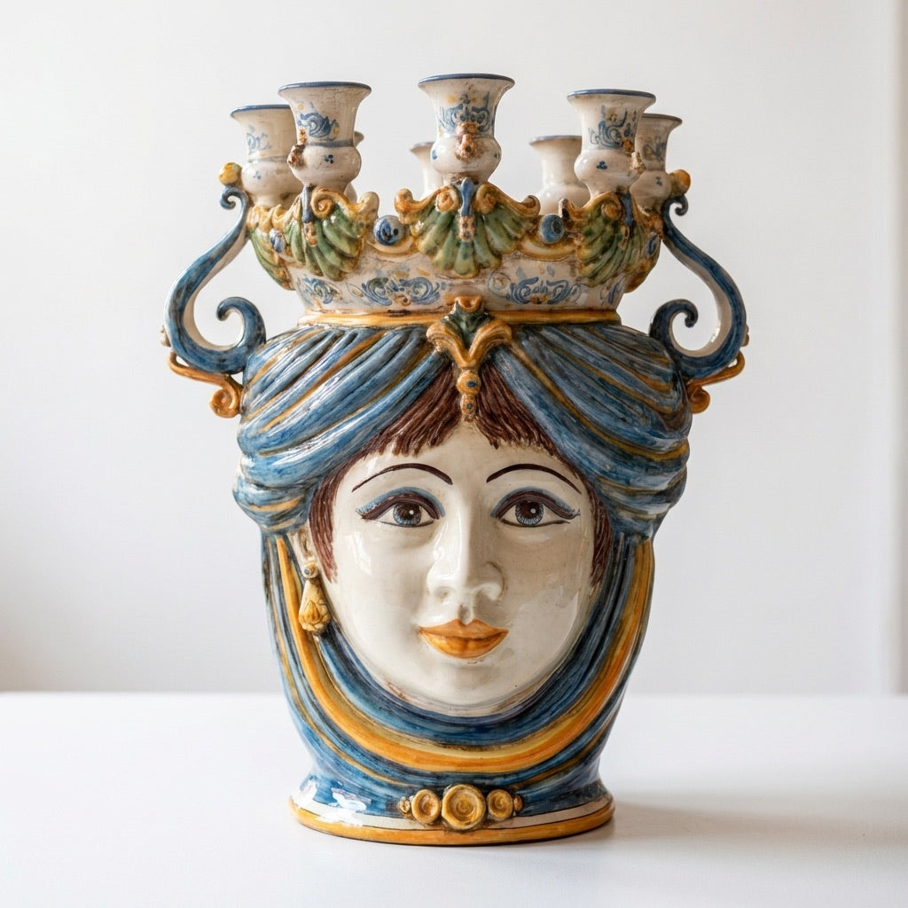 Testa a candeliere h 40 blu e arancio femmina