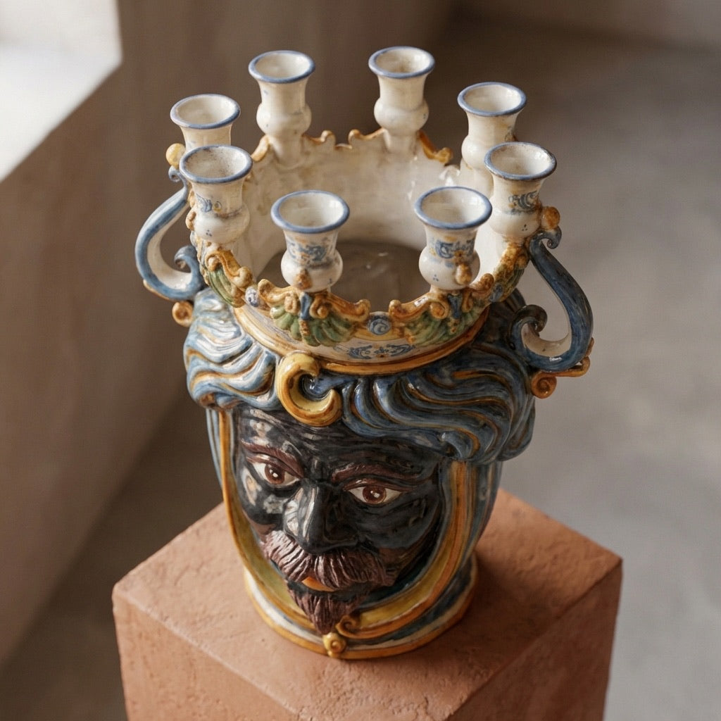 Testa a candeliere h 40 blu e arancio maschio moro