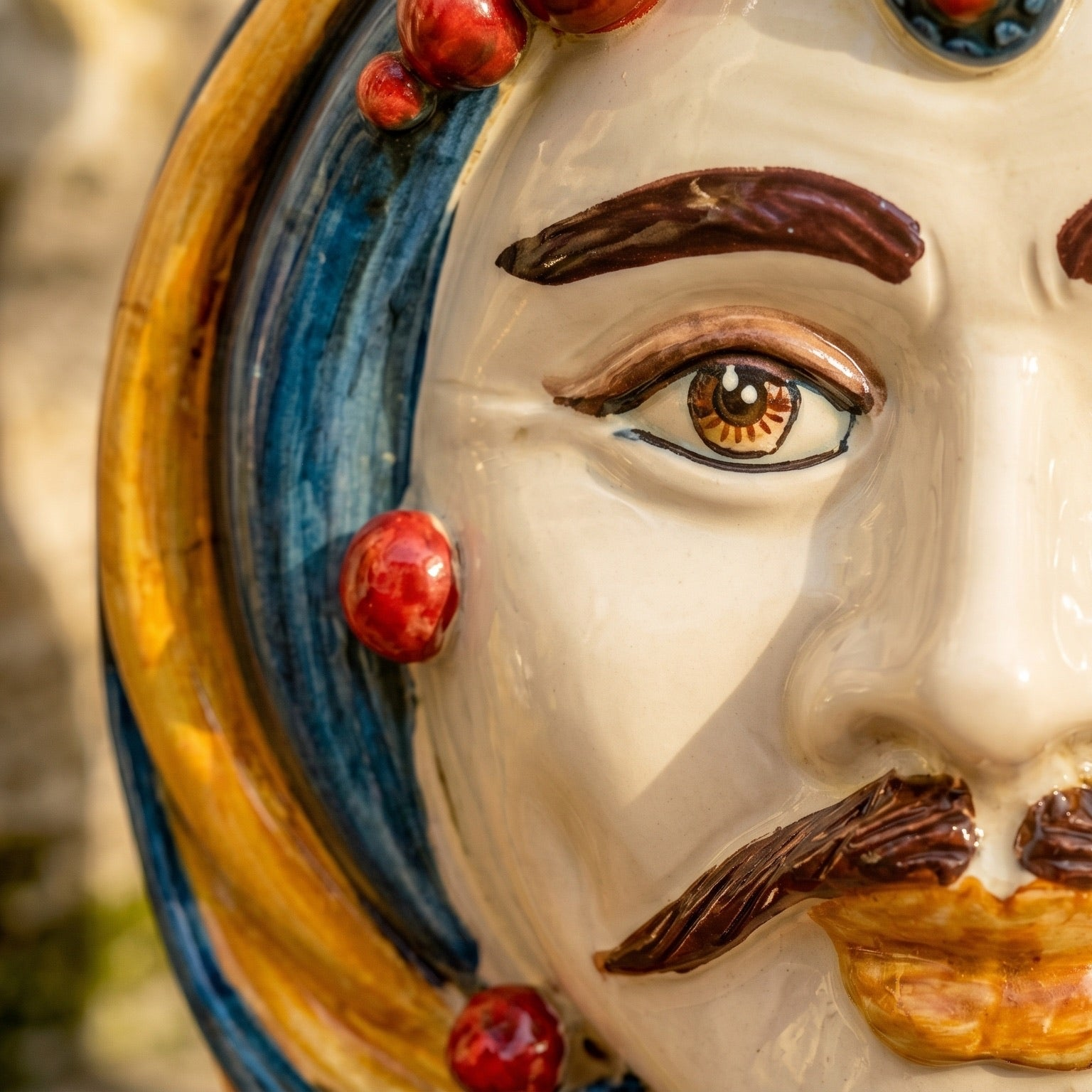 Moro-Kopf-Vase H 38 cm, Weißer Mann, Decoro Sicily – Testa di Moro aus Caltagirone, Sizilien