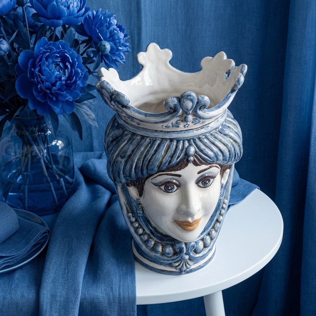 Testa h 25 c/perline mono blu femmina