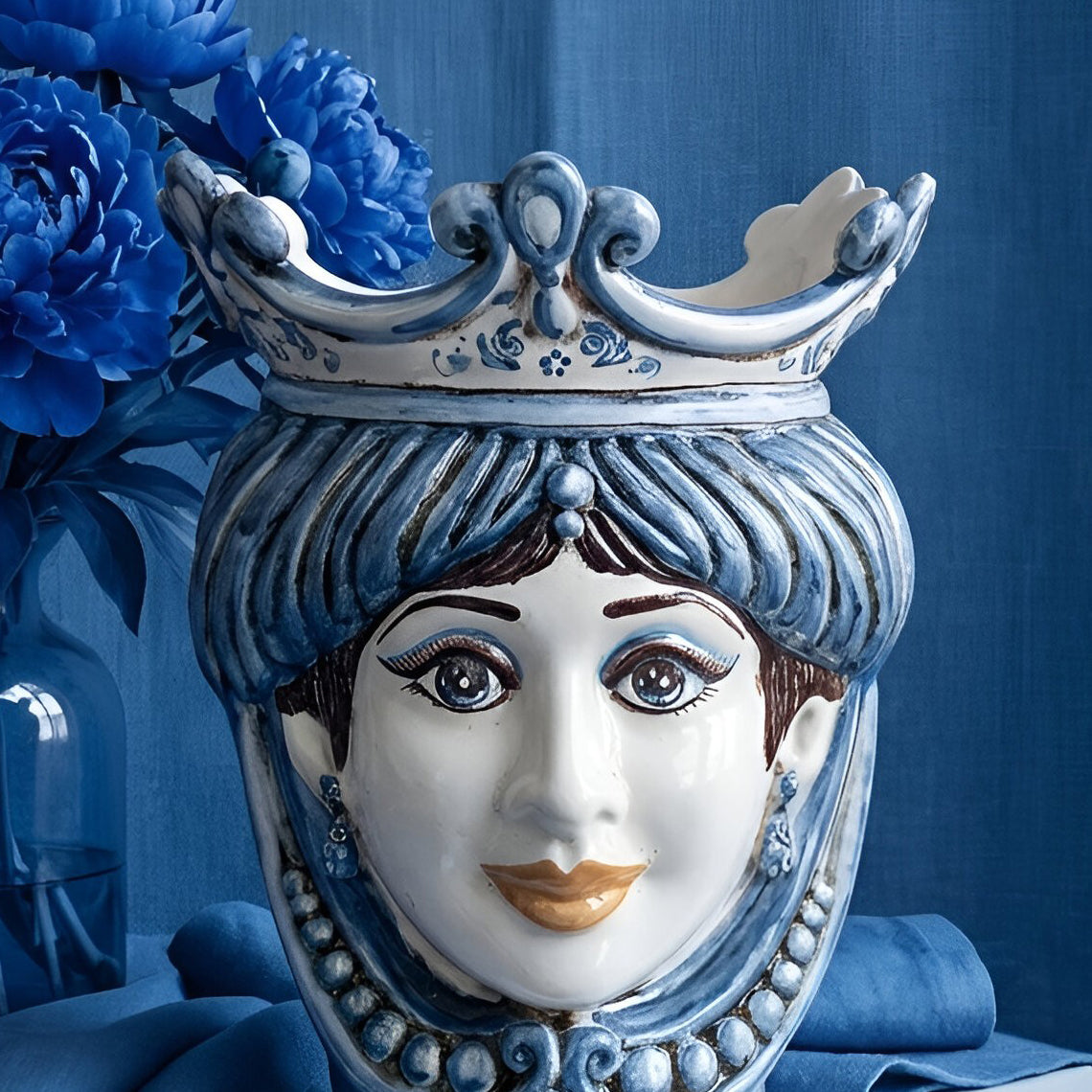 Testa h 25 c/perline mono blu femmina