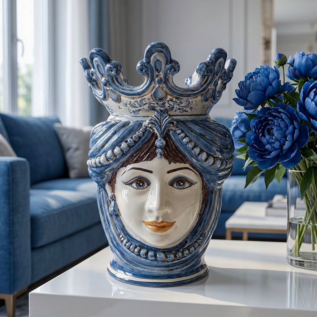 Testa h 40 c/perline mono blu femmina