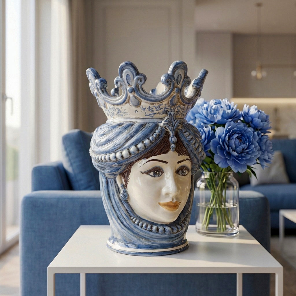 Testa h 40 c/perline mono blu femmina