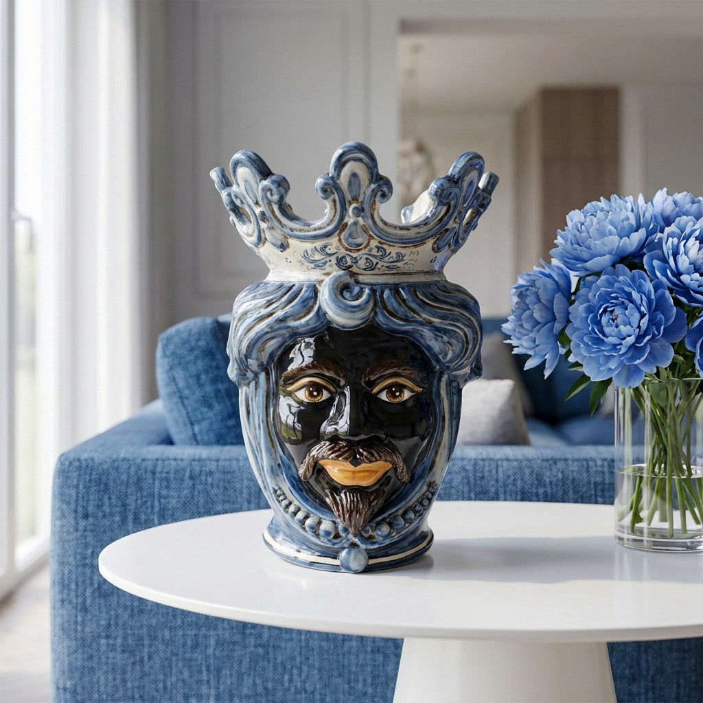 Testa h 40 c/perline mono blu maschio moro