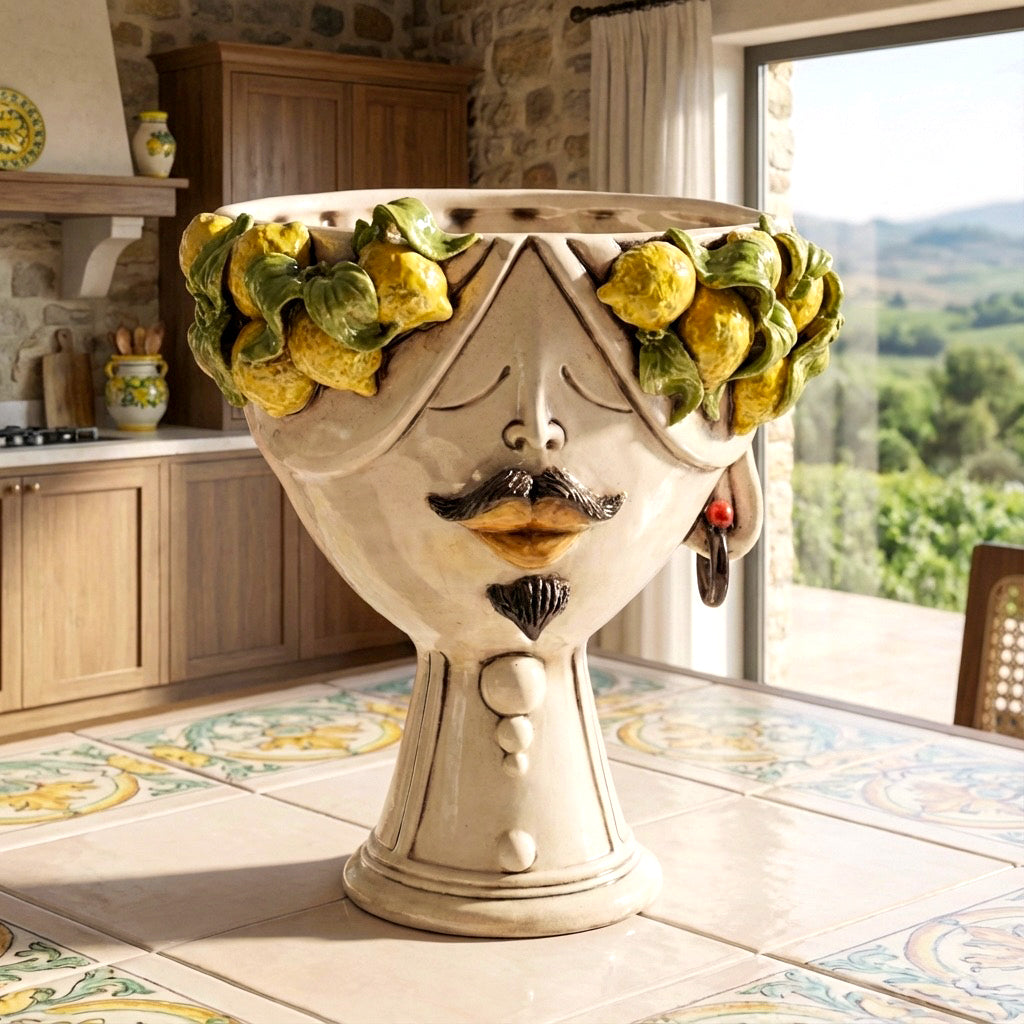 Testa h 30 Zahira Limoni Siciliani in Madreperla viso uomo