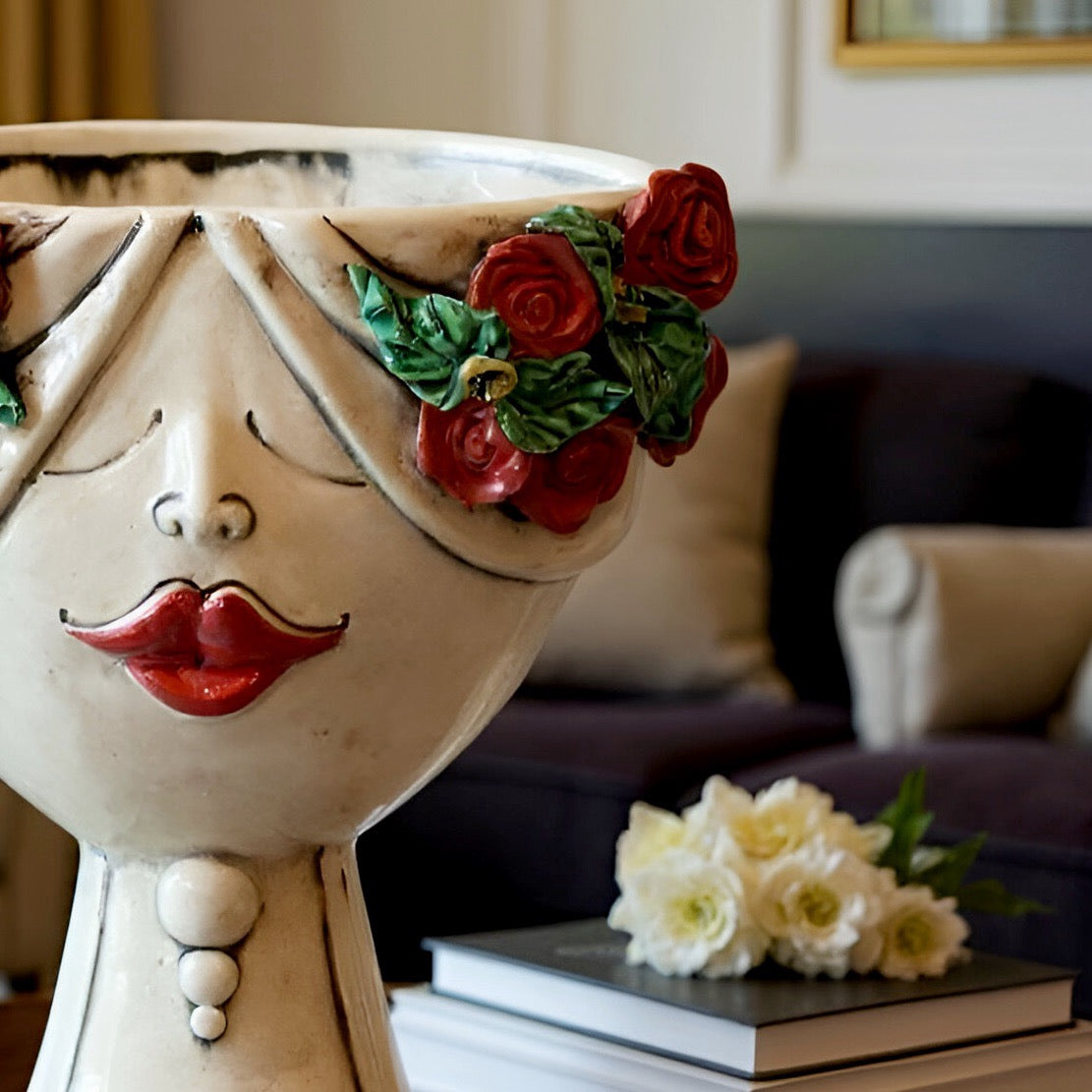 Testa di Moro h 30 zahira madreperla antichizzato con rose femmina