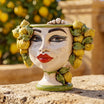 Testa di Moro con Limoni h 20 cm - Donna, Madreperla Colorato | Ceramica Caltagirone
