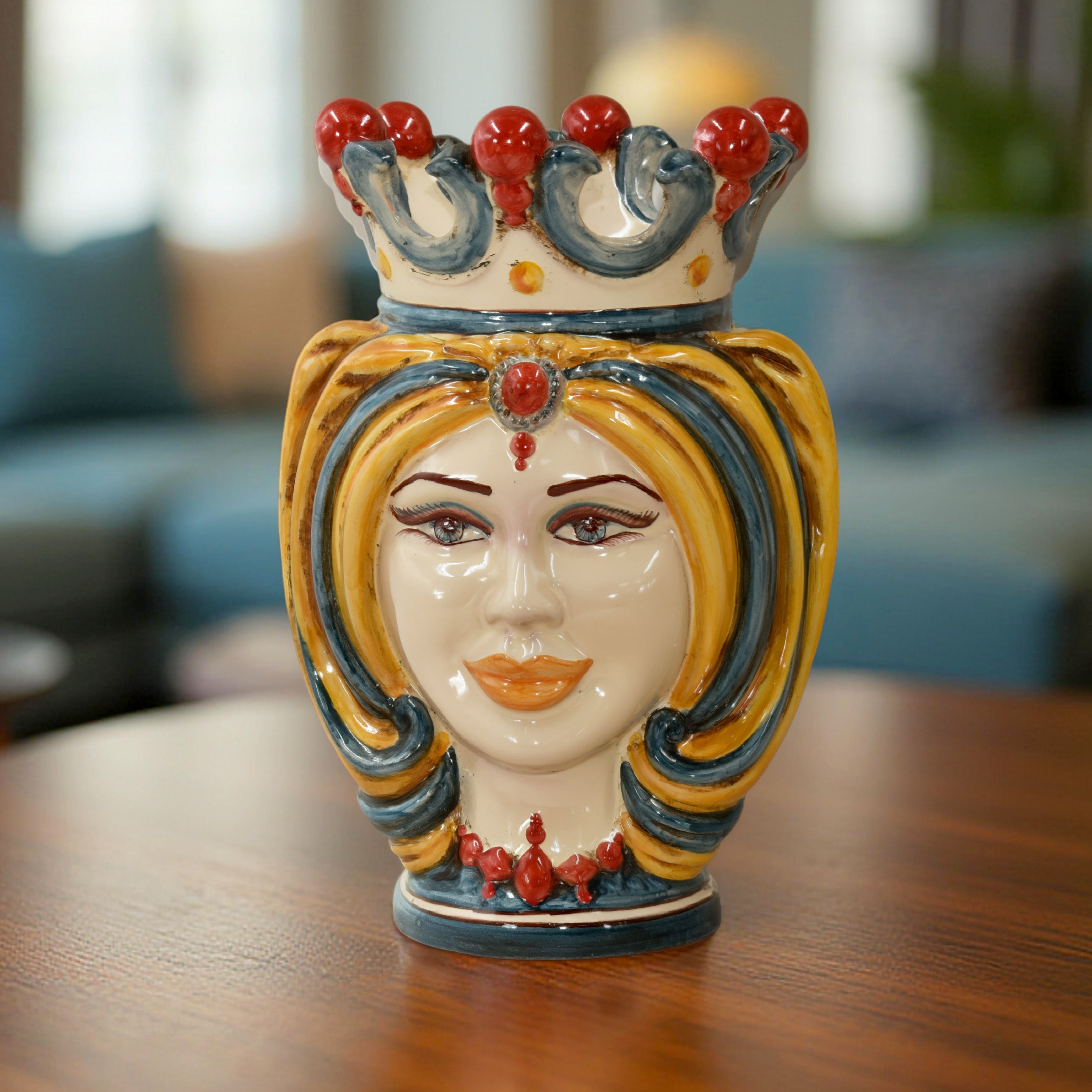 Testa h 25 turbante decoro sicily - Ceramiche di Caltagirone Sofia