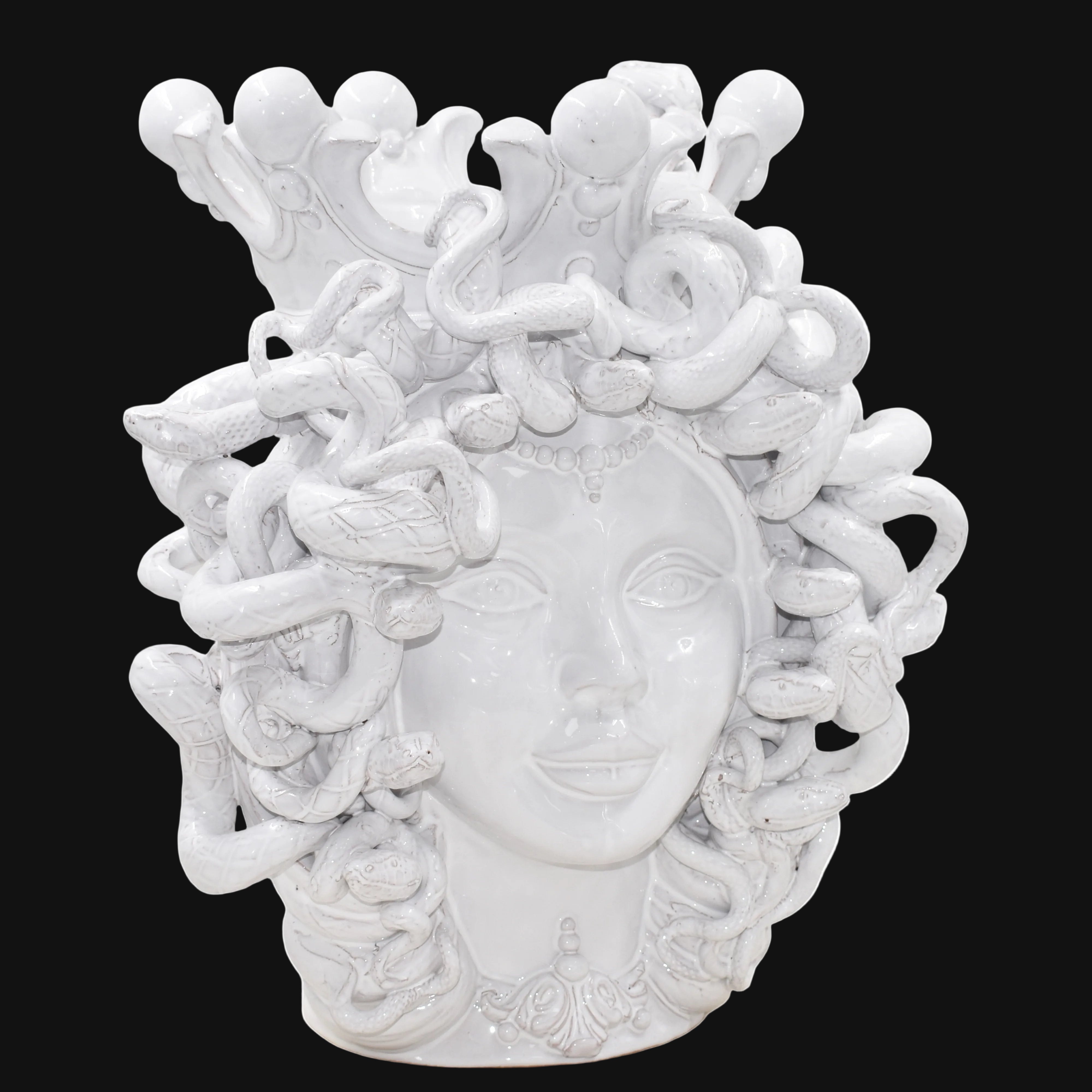 Testa Medusa h 38 cm — White Line | Ceramica di Caltagirone