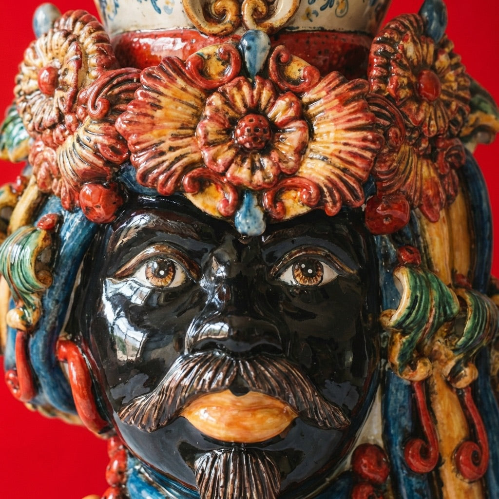 Testa h 50 c/turbante decoro sicily maschio moro