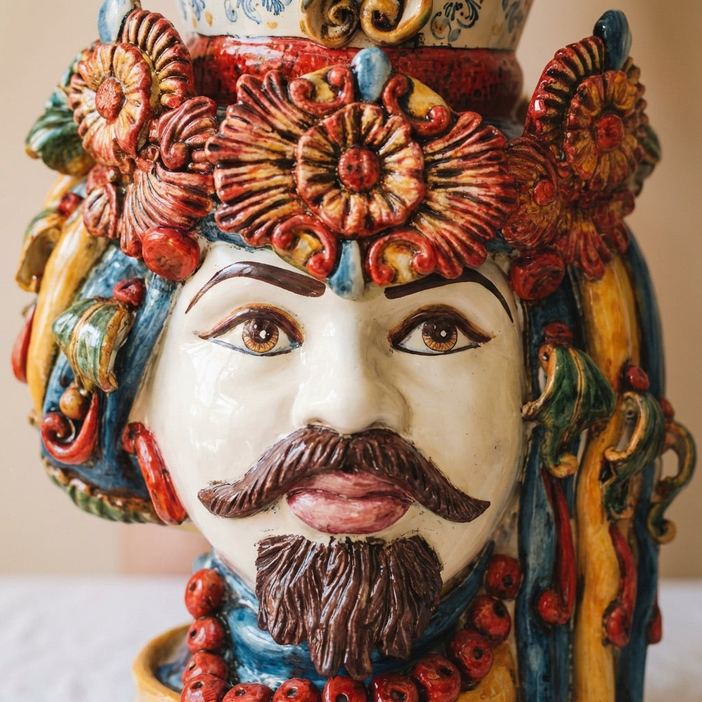 Testa h 50 c/turbante decoro sicily maschio bianco