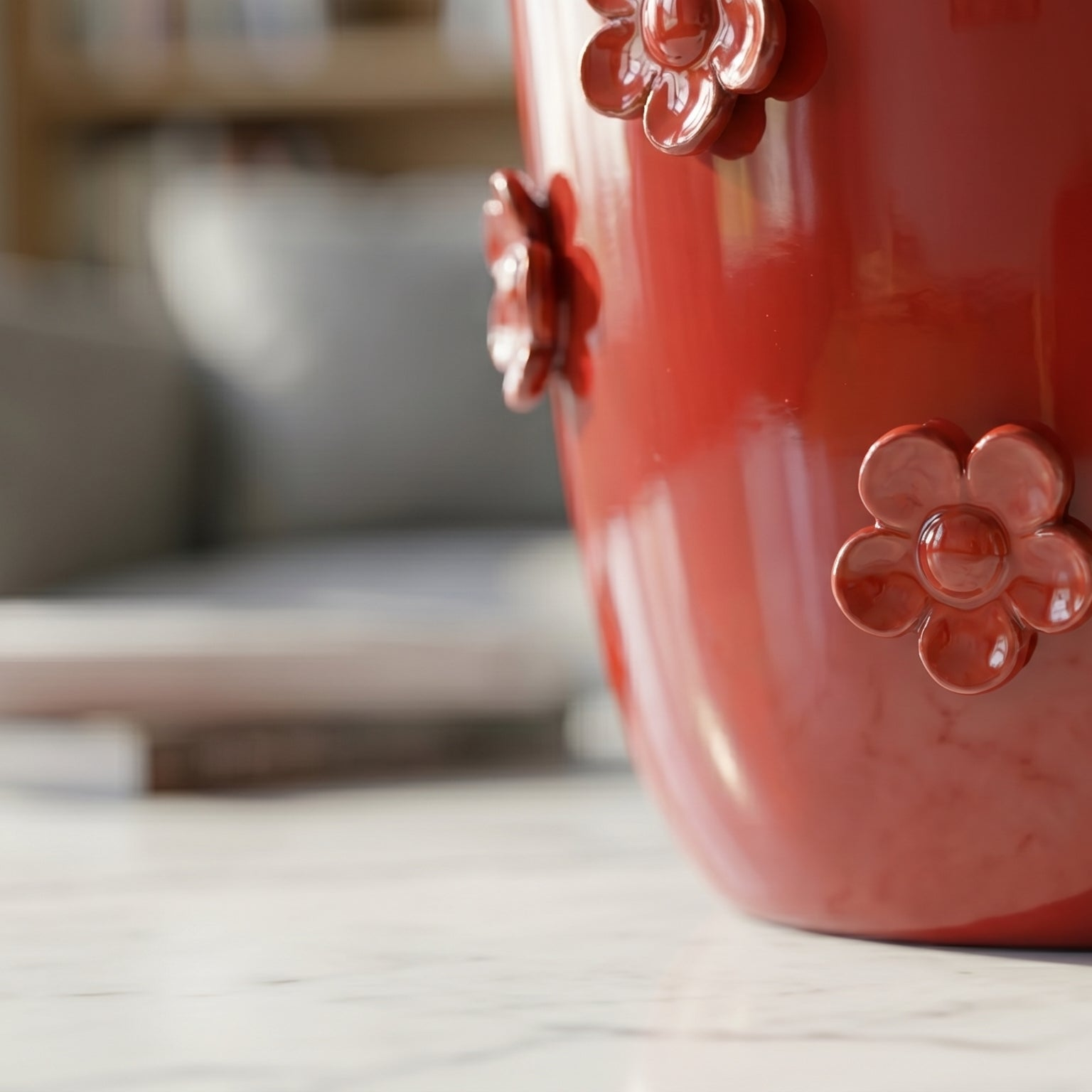 Vaso boccia con fiori Linea Rosso Fuoco