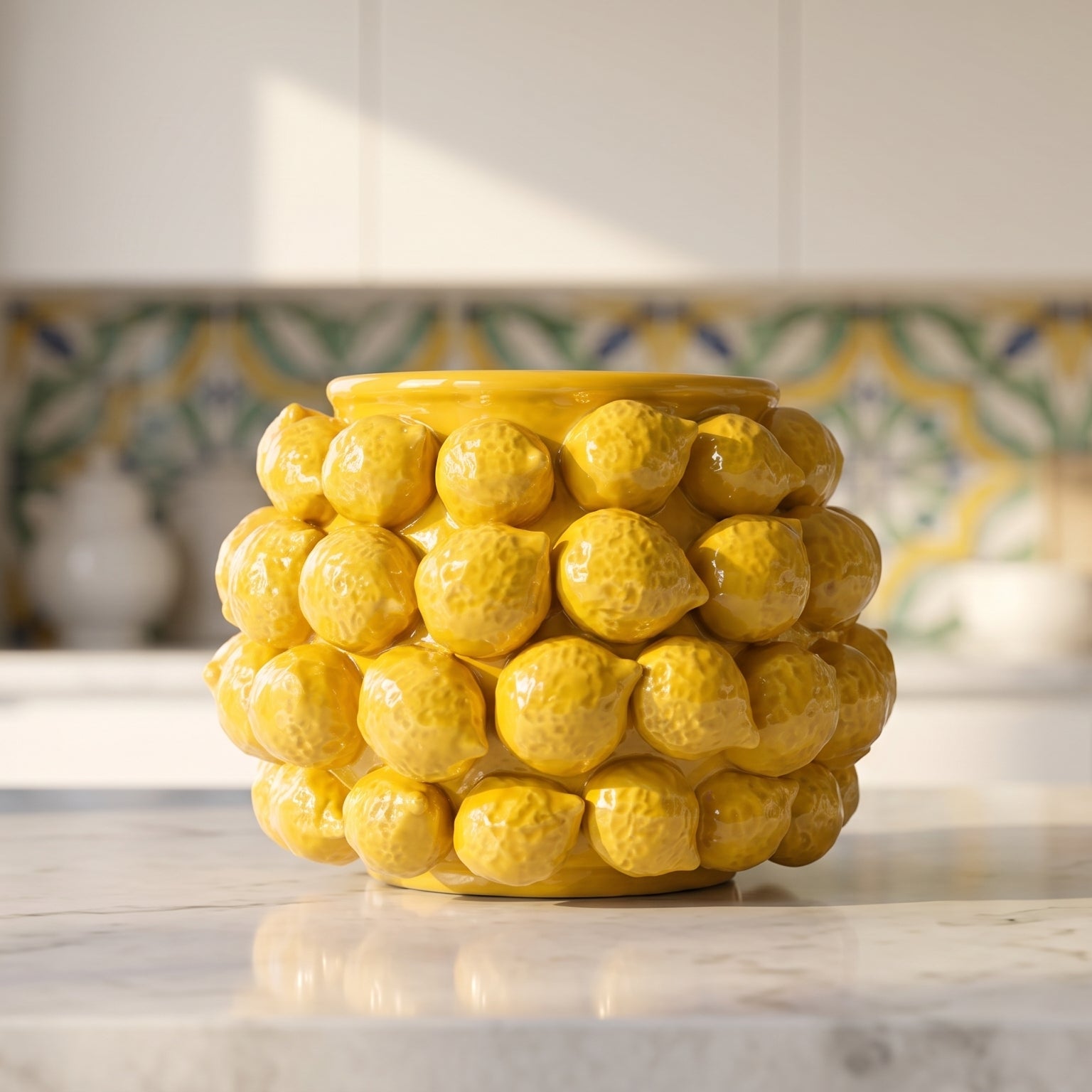 Vaso con Limoni in Ceramica di Caltagirone — Linea Decorativa