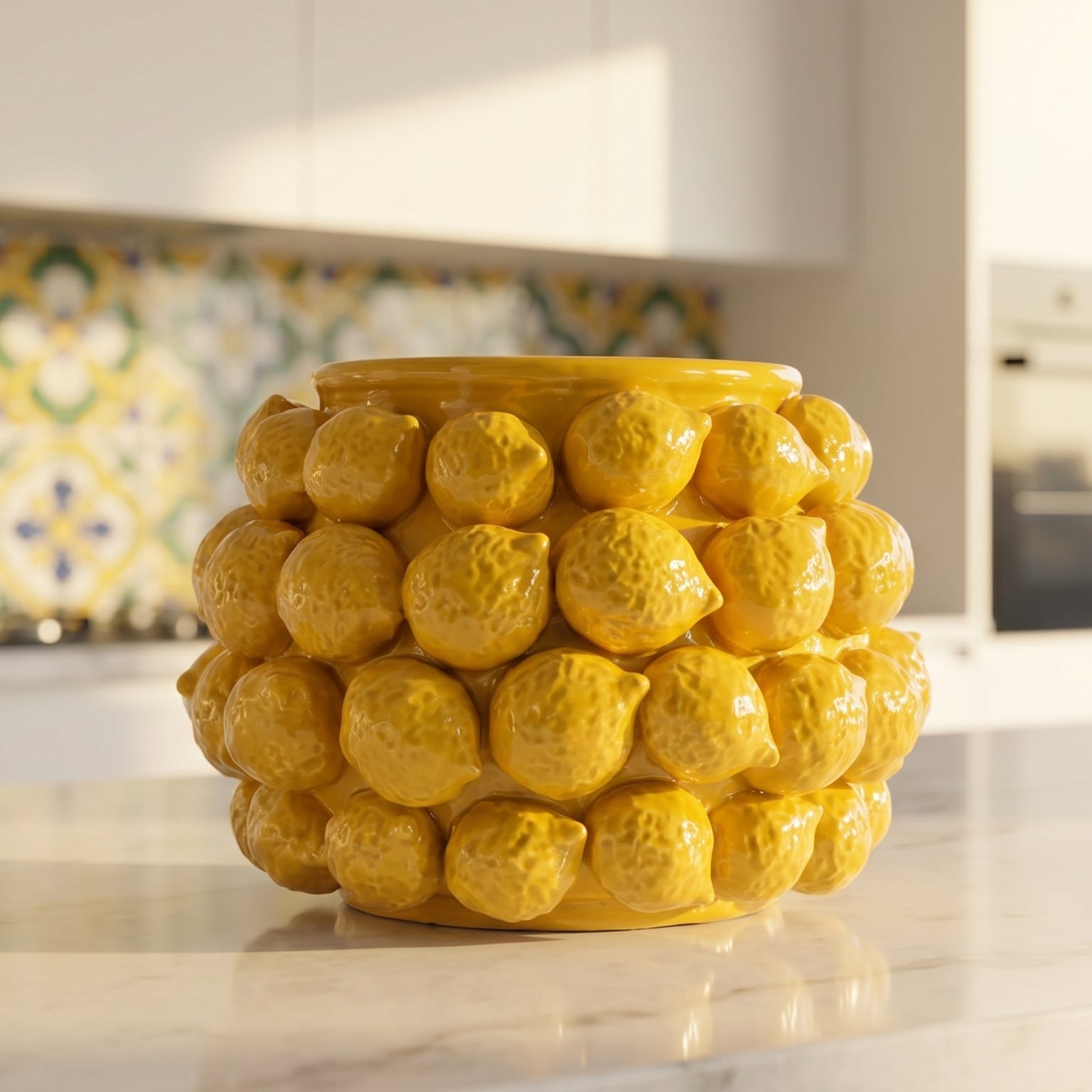 Vaso con Limoni in Ceramica di Caltagirone — Linea Decorativa