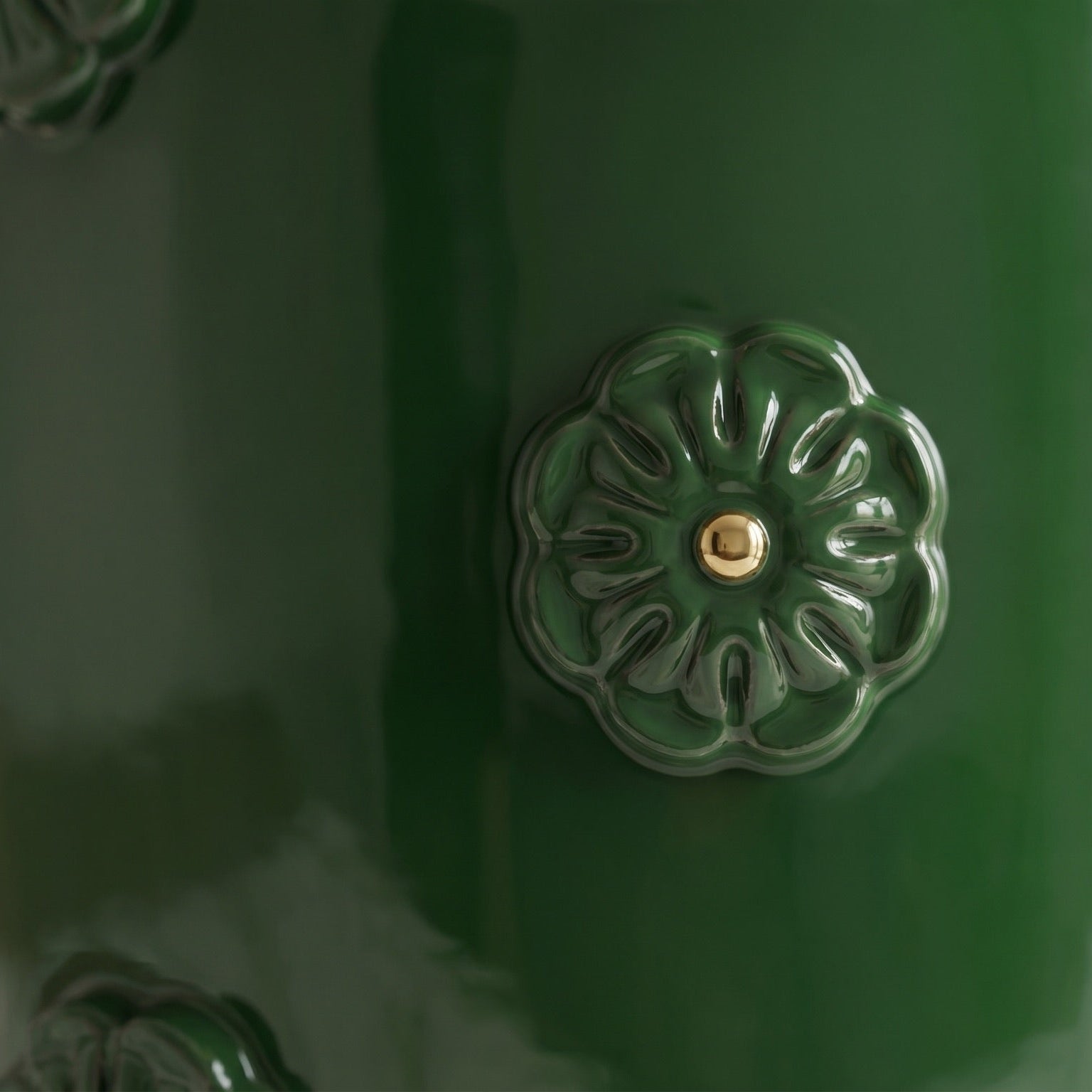 Vaso in Ceramica di Caltagirone h 37 cm — Rosone, Verde Antico e Oro