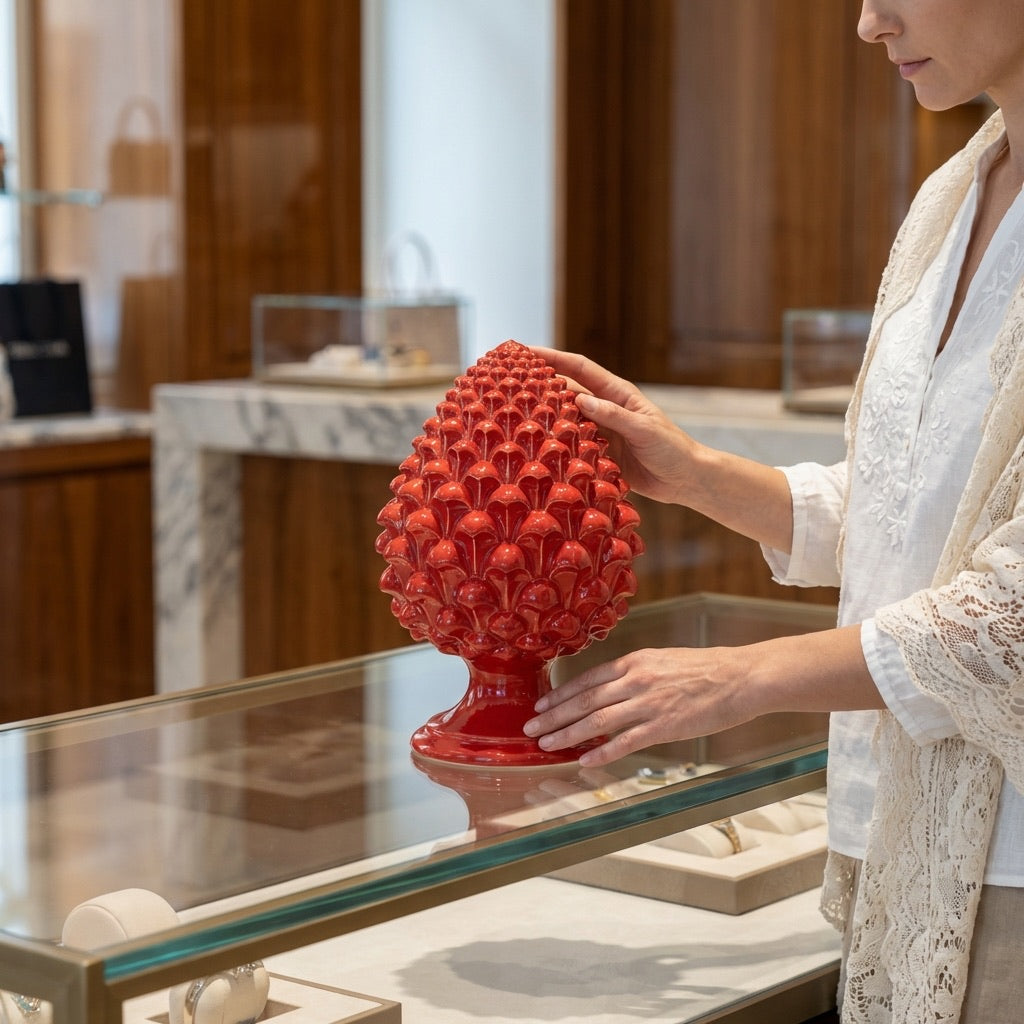 Pigna semilavorata altezza 15/35 Rosso Fuoco