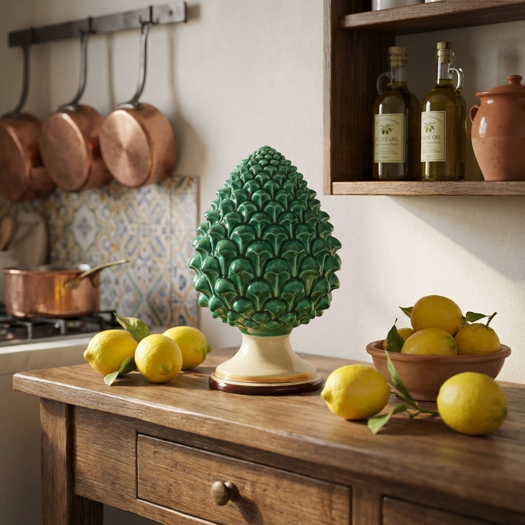 Pigna semilavorata altezza 15/35 Verde e Arancio