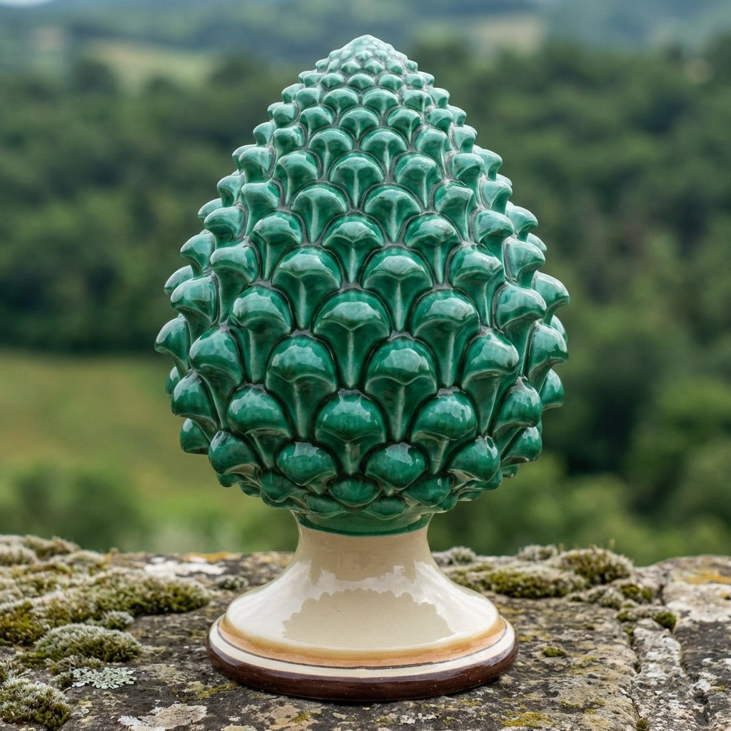 Pigna semilavorata altezza 15/35 Verde e Arancio