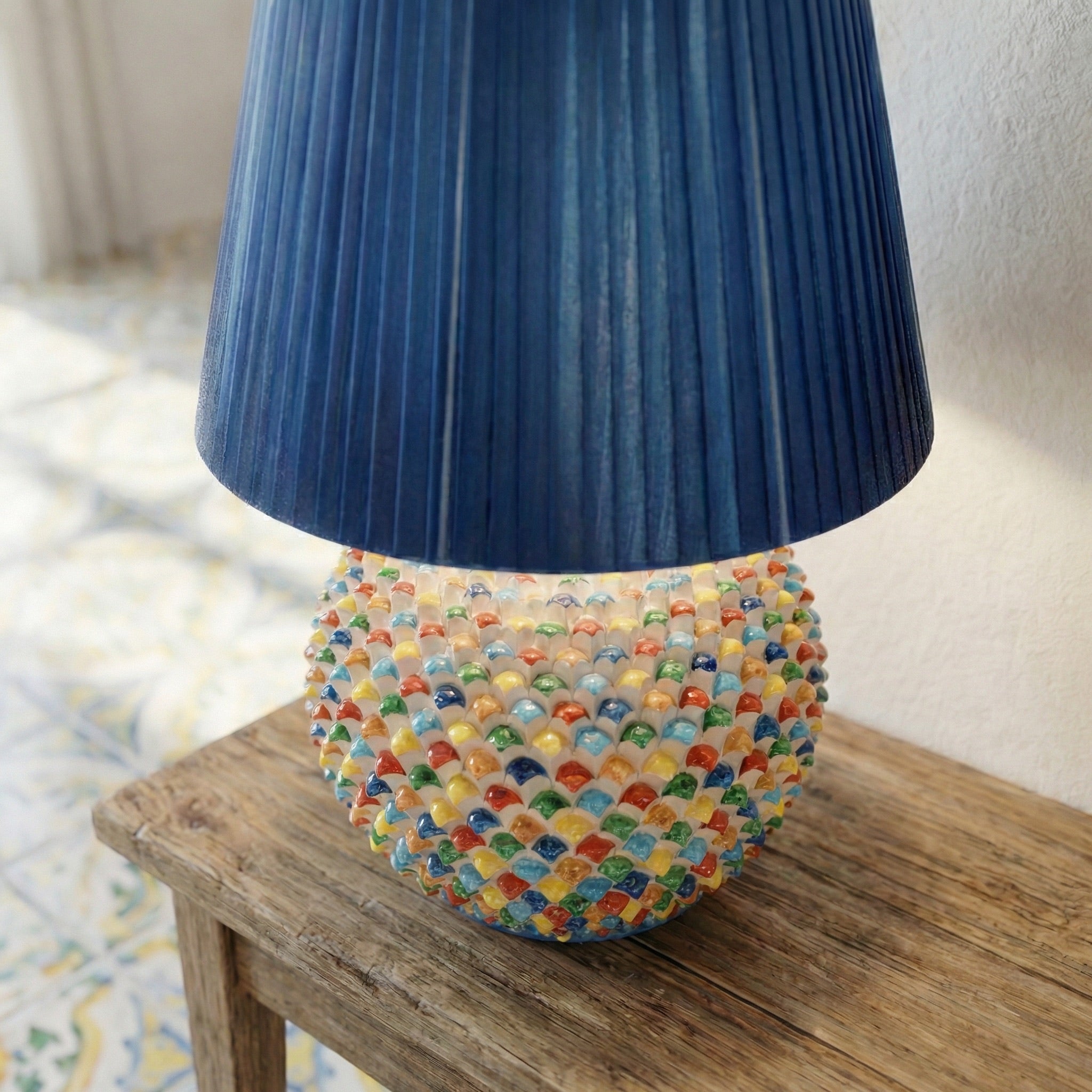 Italienische Keramiklampe H 60 cm – Caltagirone Keramik – Italienische Tischlampen-Tradition