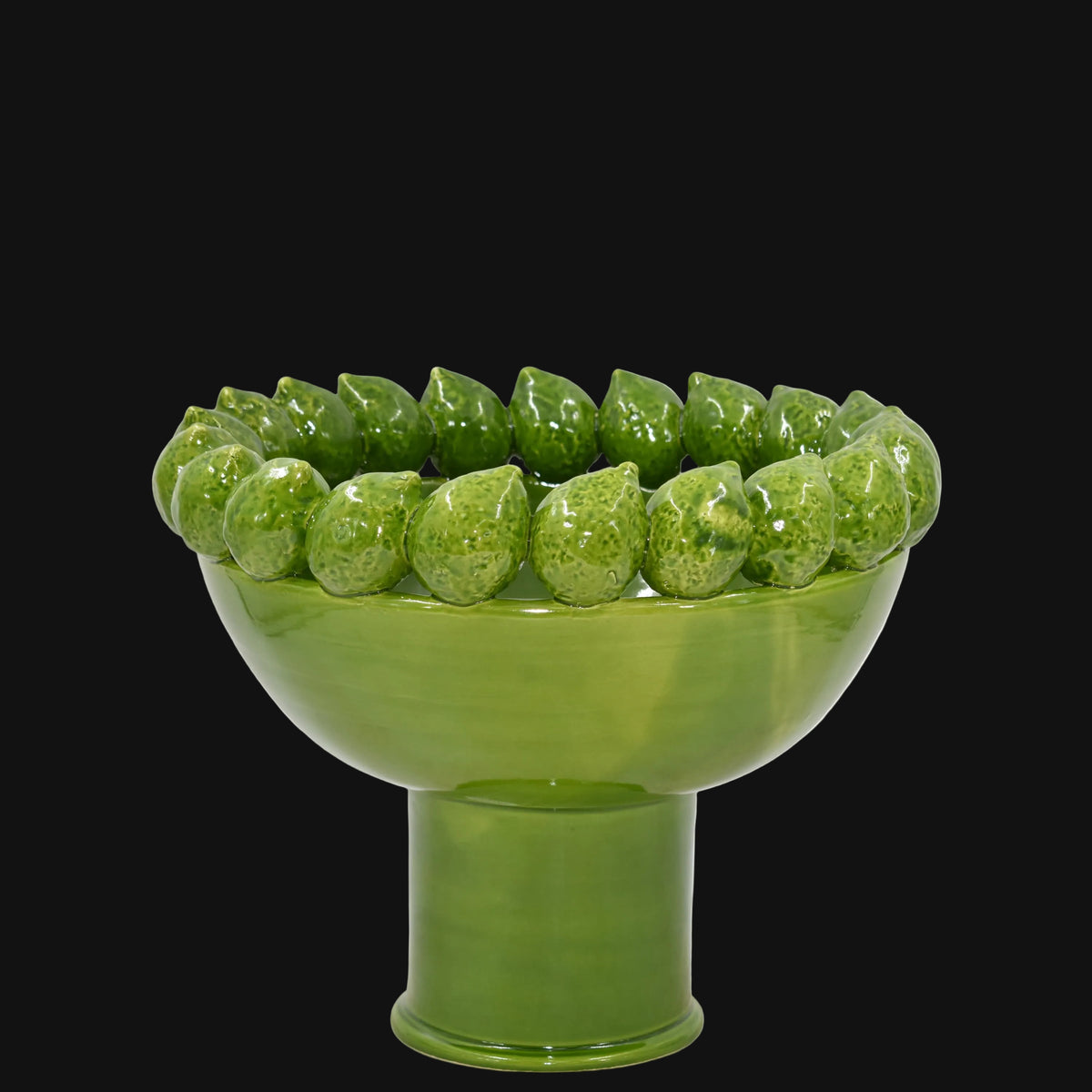 Alzata con Limoni Siciliani - Verde foglia, Stile Moderno | Ceramica Caltagirone