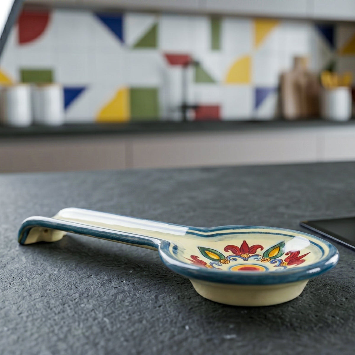 Poggiamestolo in Ceramica di Caltagirone 26×11 cm - Decoro Sicily | Bomboniera