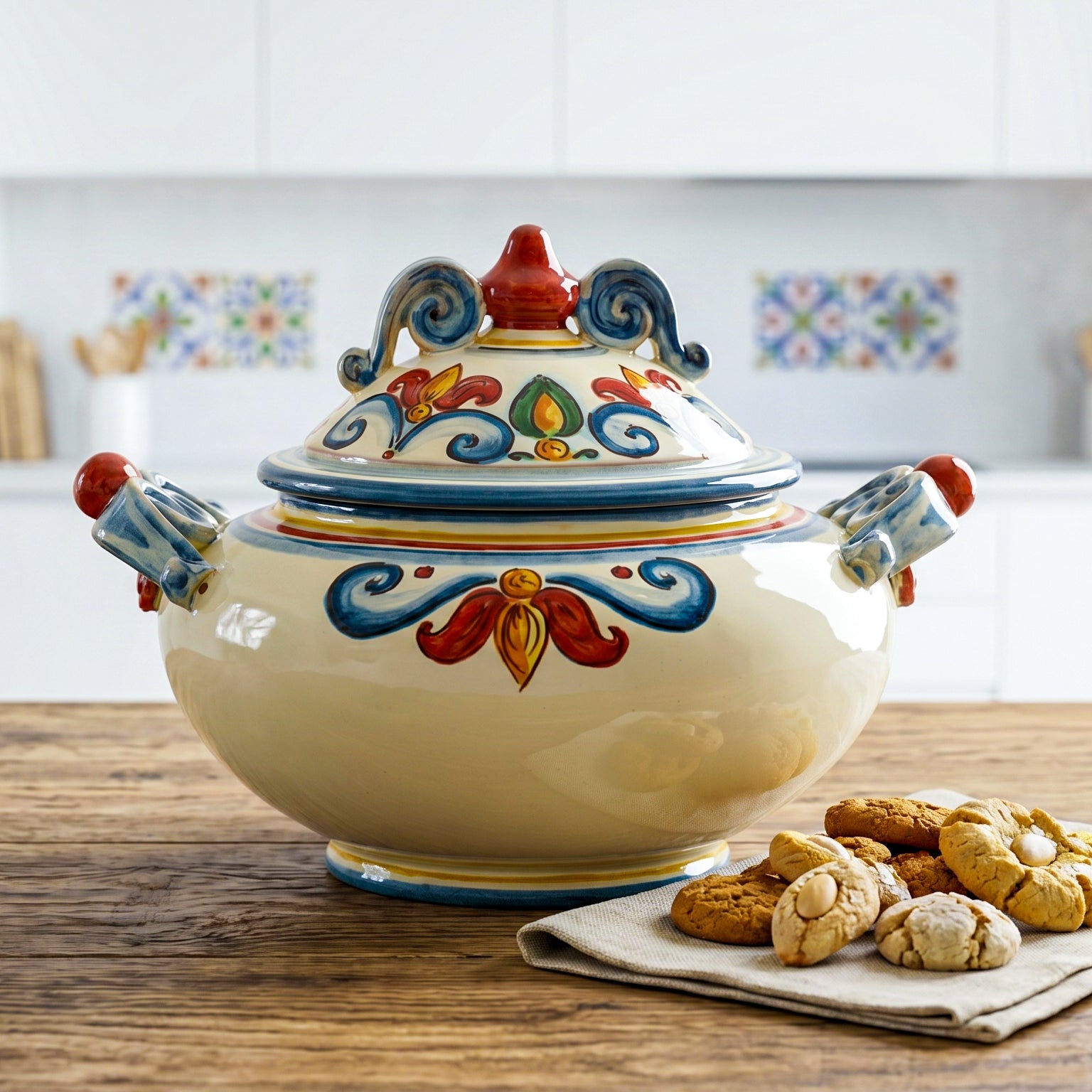 Portadolci Medio in Ceramica di Caltagirone Ø 23 cm — Decoro Sicily