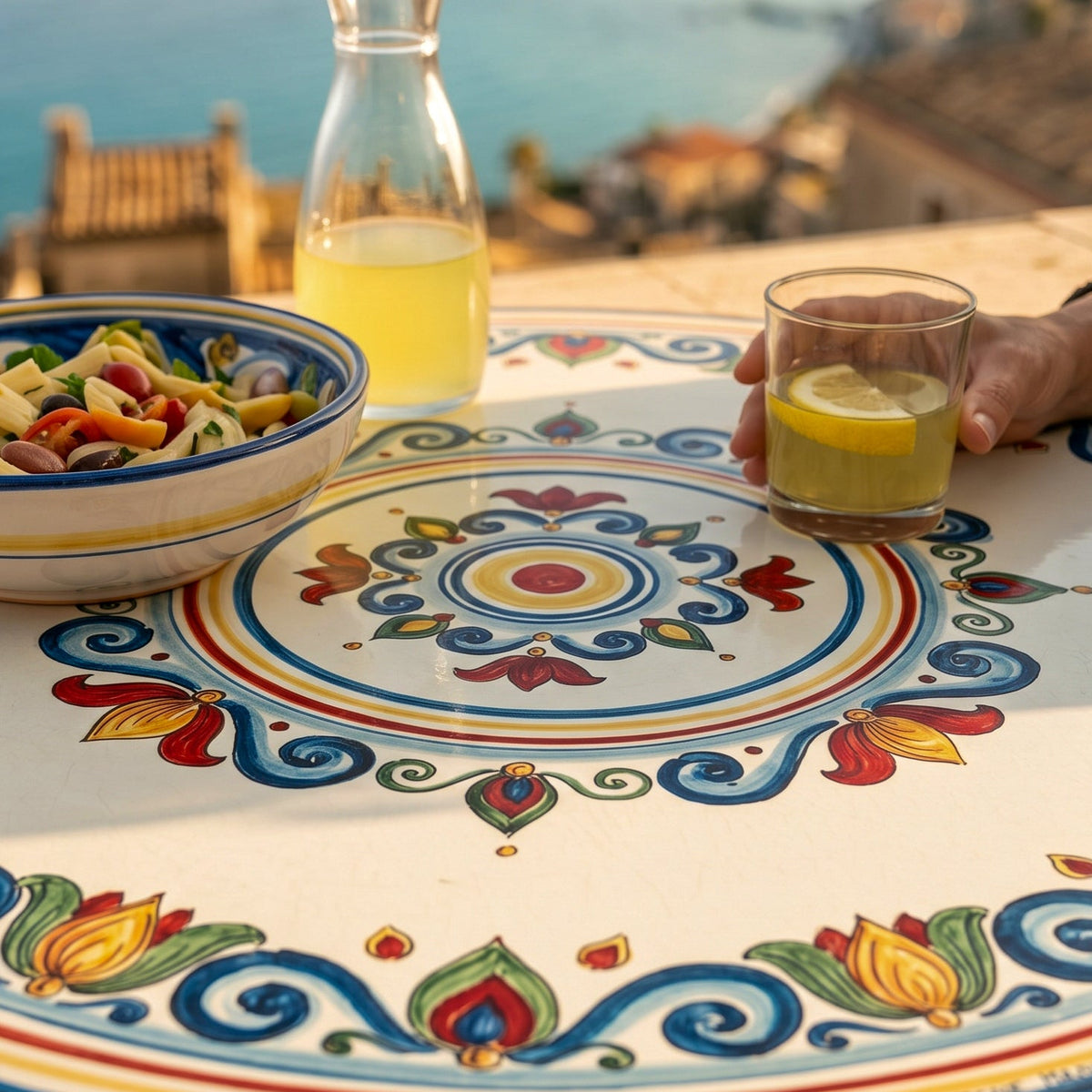 Tavolo in Pietra Lavica di Caltagirone - Decoro Sicily