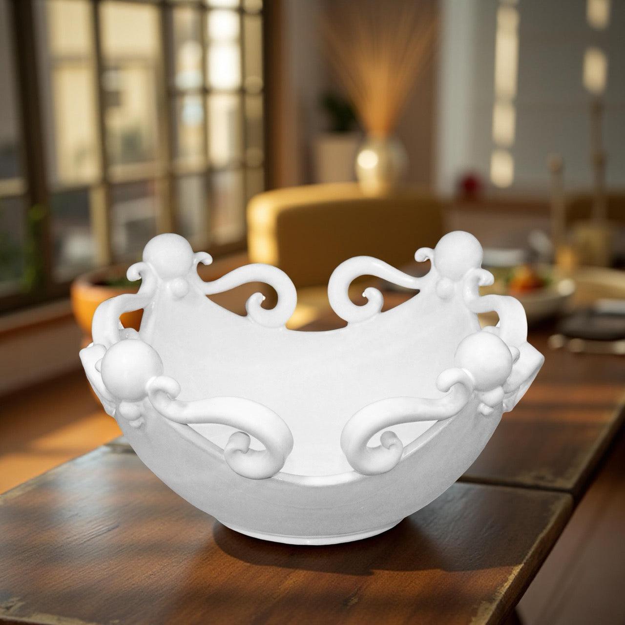 Centrotavola Pallina White Line Ø 25/30 cm - Ceramiche di Caltagirone