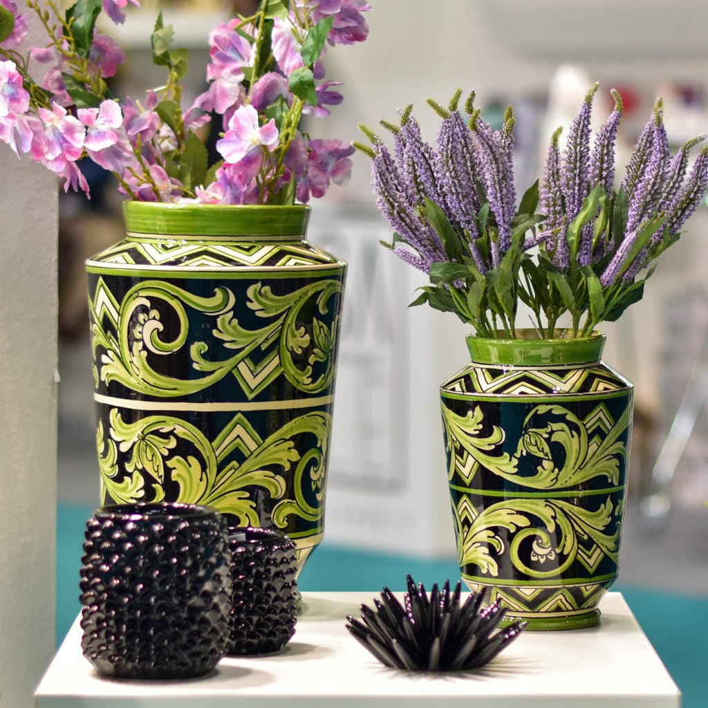Vaso in Ceramica di Caltagirone — Linea Parigi, Nero e Verde