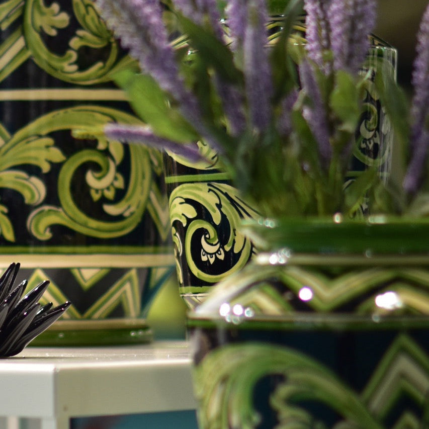 Vaso in Ceramica di Caltagirone — Linea Parigi, Nero e Verde