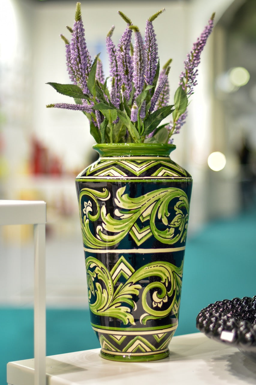 Vaso in Ceramica di Caltagirone — Linea Parigi, Nero e Verde