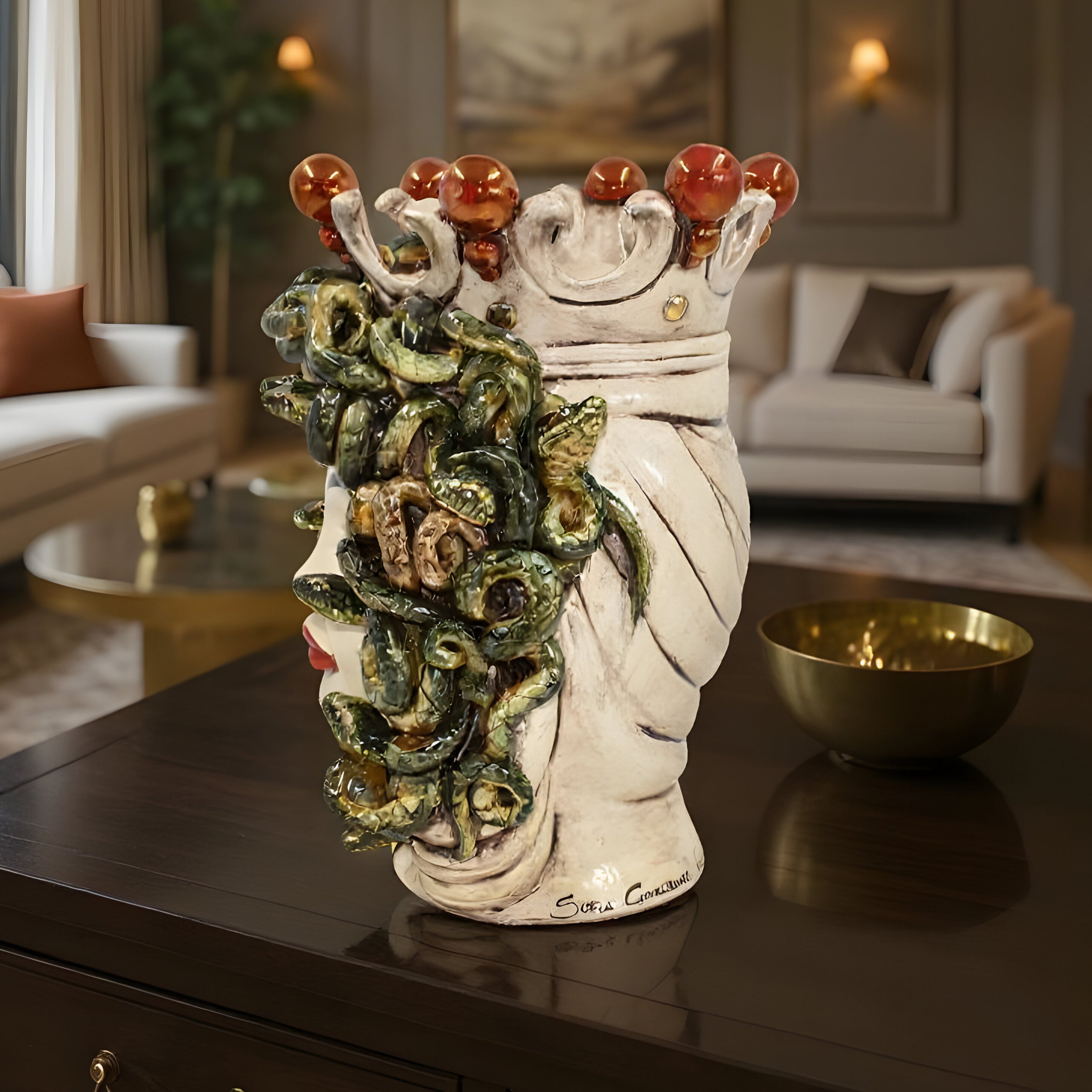 Testa h 38 medusa Madreperla Oro e Lustri