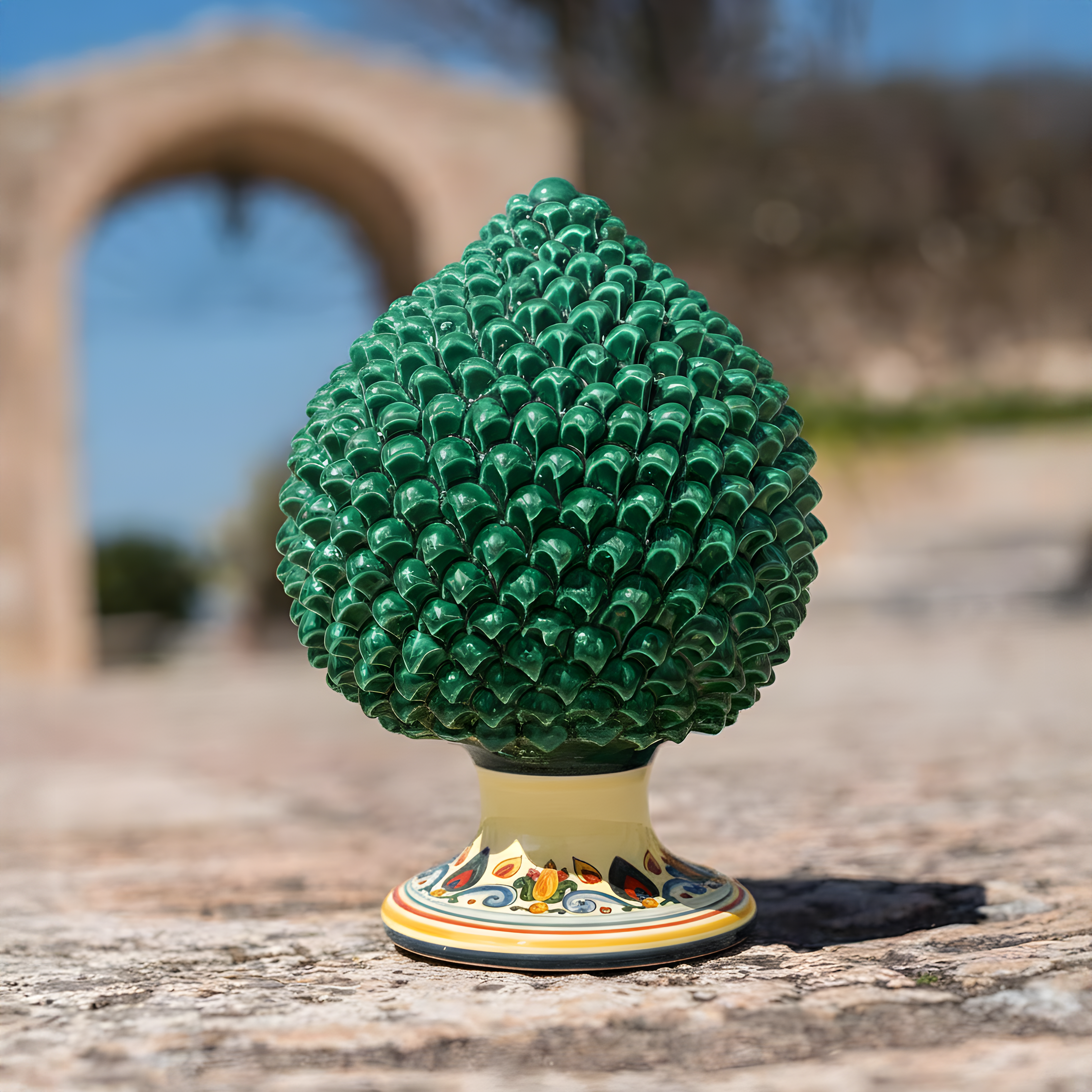 Pigna Artigianale Siciliana in Ceramica con Decoro Sicily - Fatto a Mano