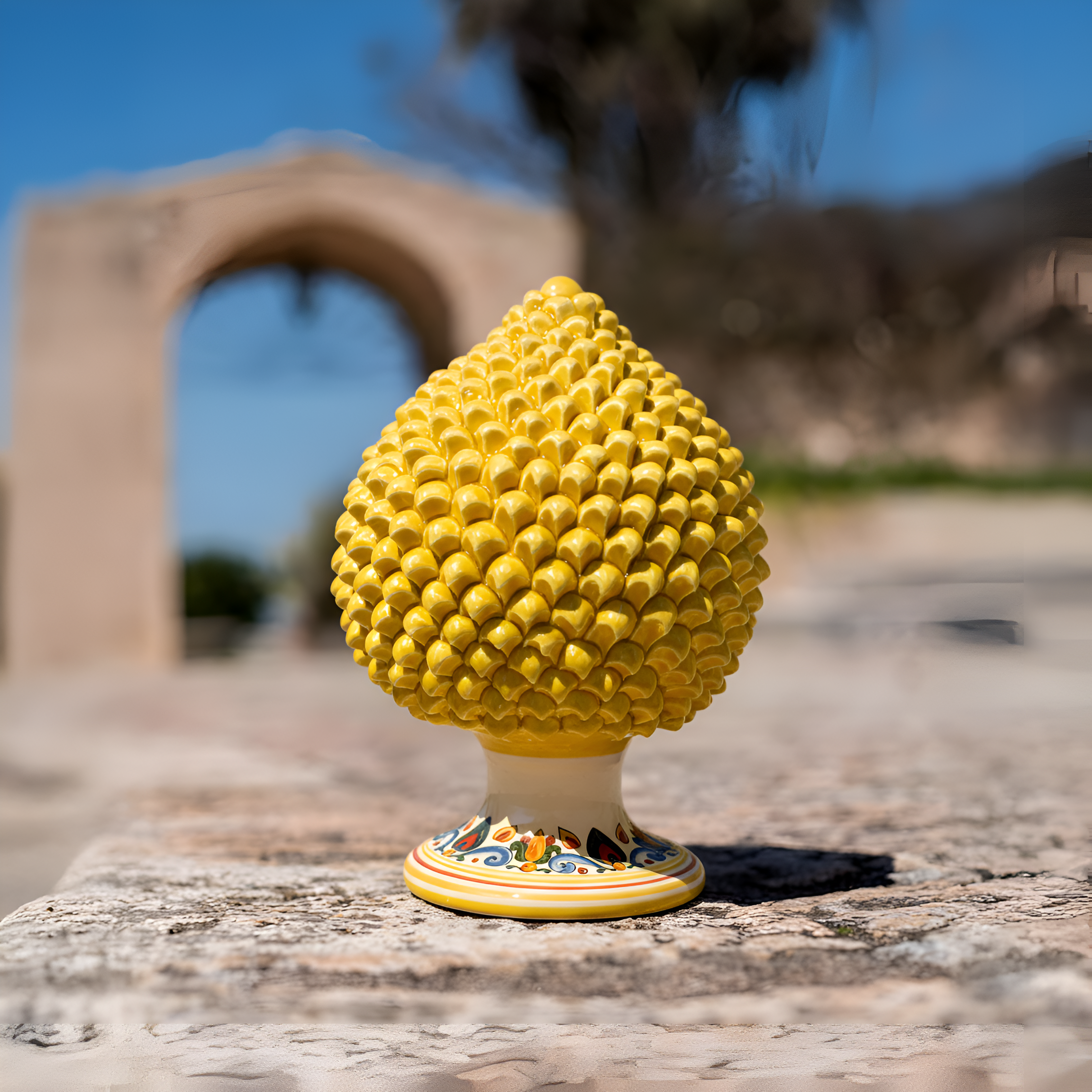 Pigna Artigianale Siciliana in Ceramica con Decoro Sicily - Fatto a Mano