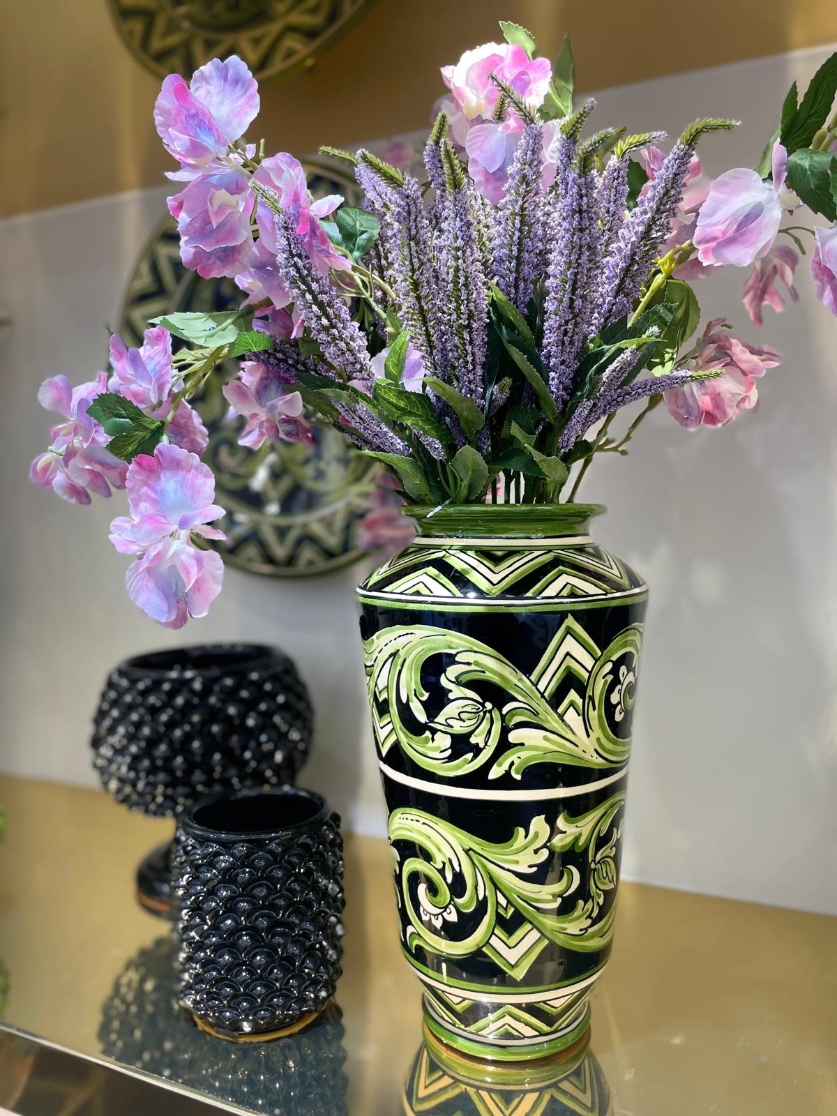 Vaso in Ceramica di Caltagirone — Linea Parigi, Nero e Verde
